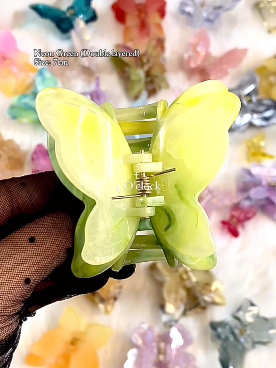 Tie-dye Butterfly Hairclaws: Neon Green