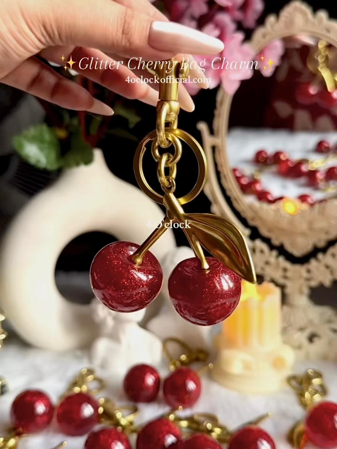 ✨🍒Glitter Cherry Bag Charm/Keychain🍒✨