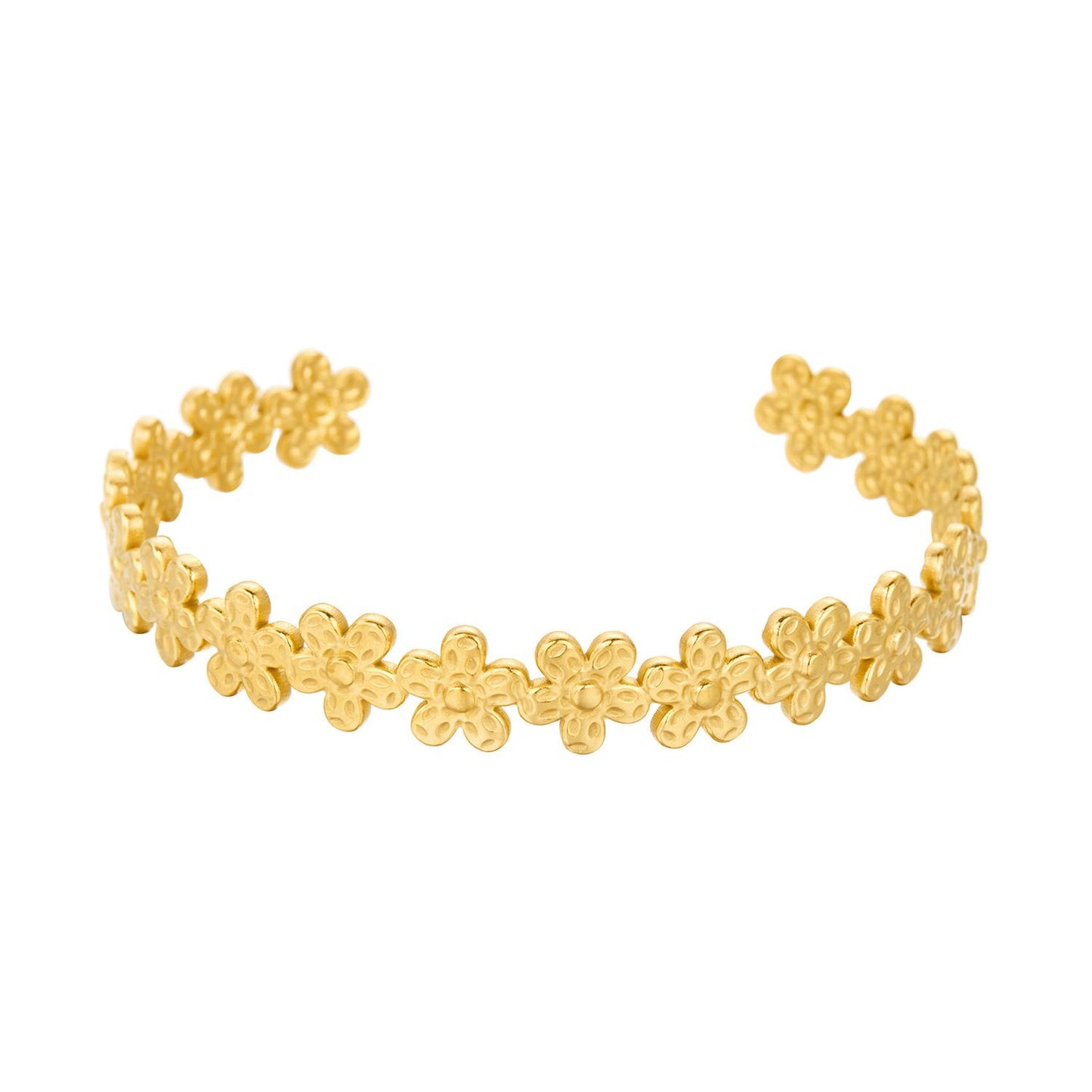 ✨HC28: 18k Gold Plated Stainless Steel Handcuff for Stack: Floral Symphony(Golden)✨