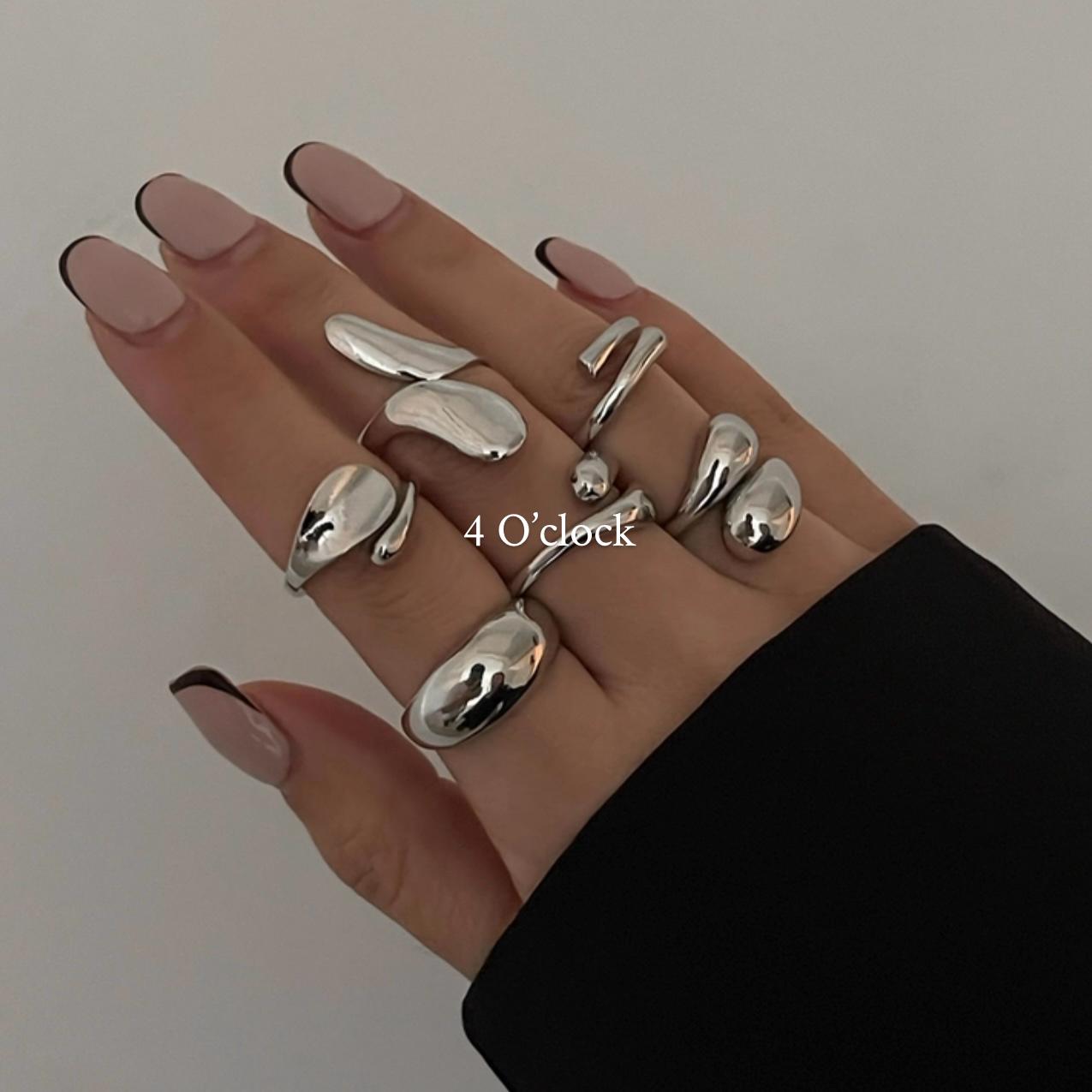 ✨RS18: Maximalistic Finger Ring Sets (Silver) -6pc✨