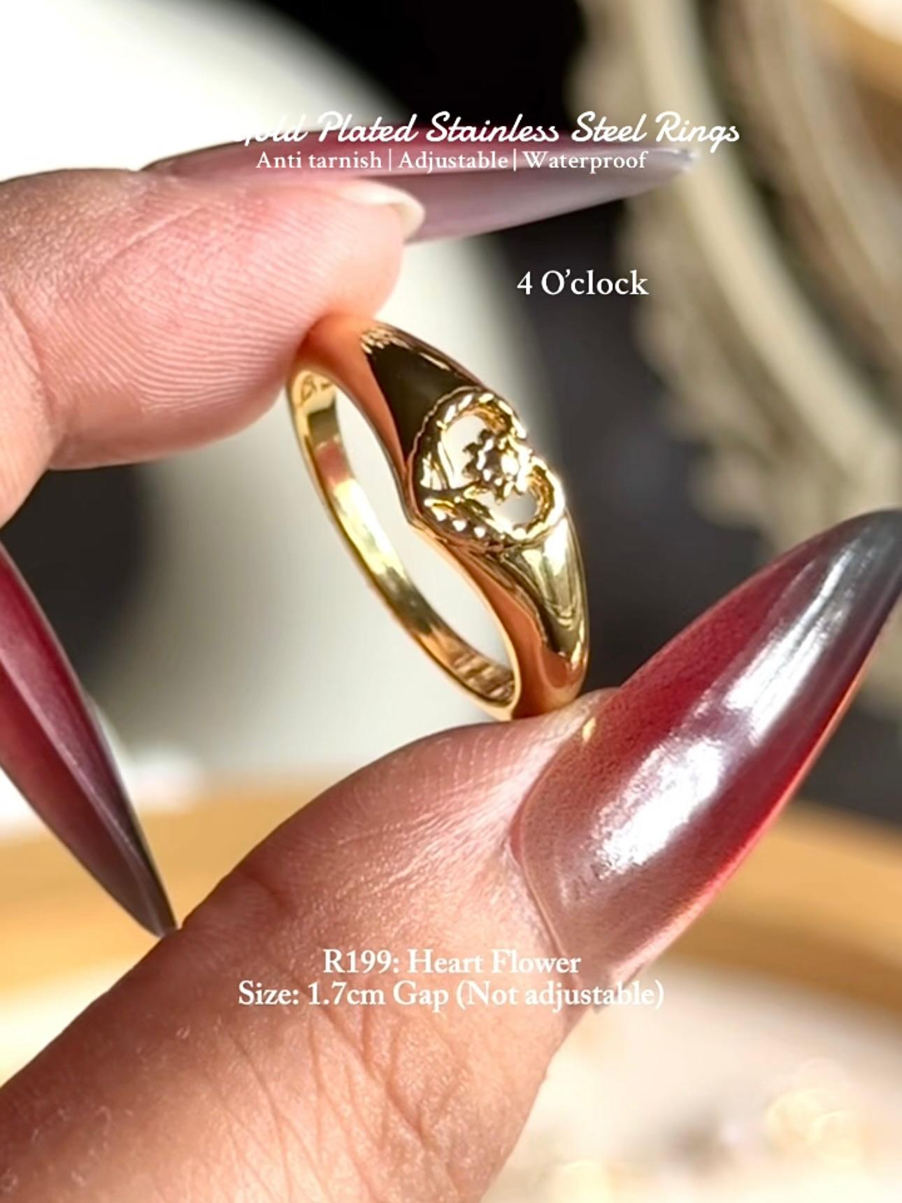 💍R199: Stainless Steel Zircon Minimalistic Finger Ring: Heart Flower (With Box)✨