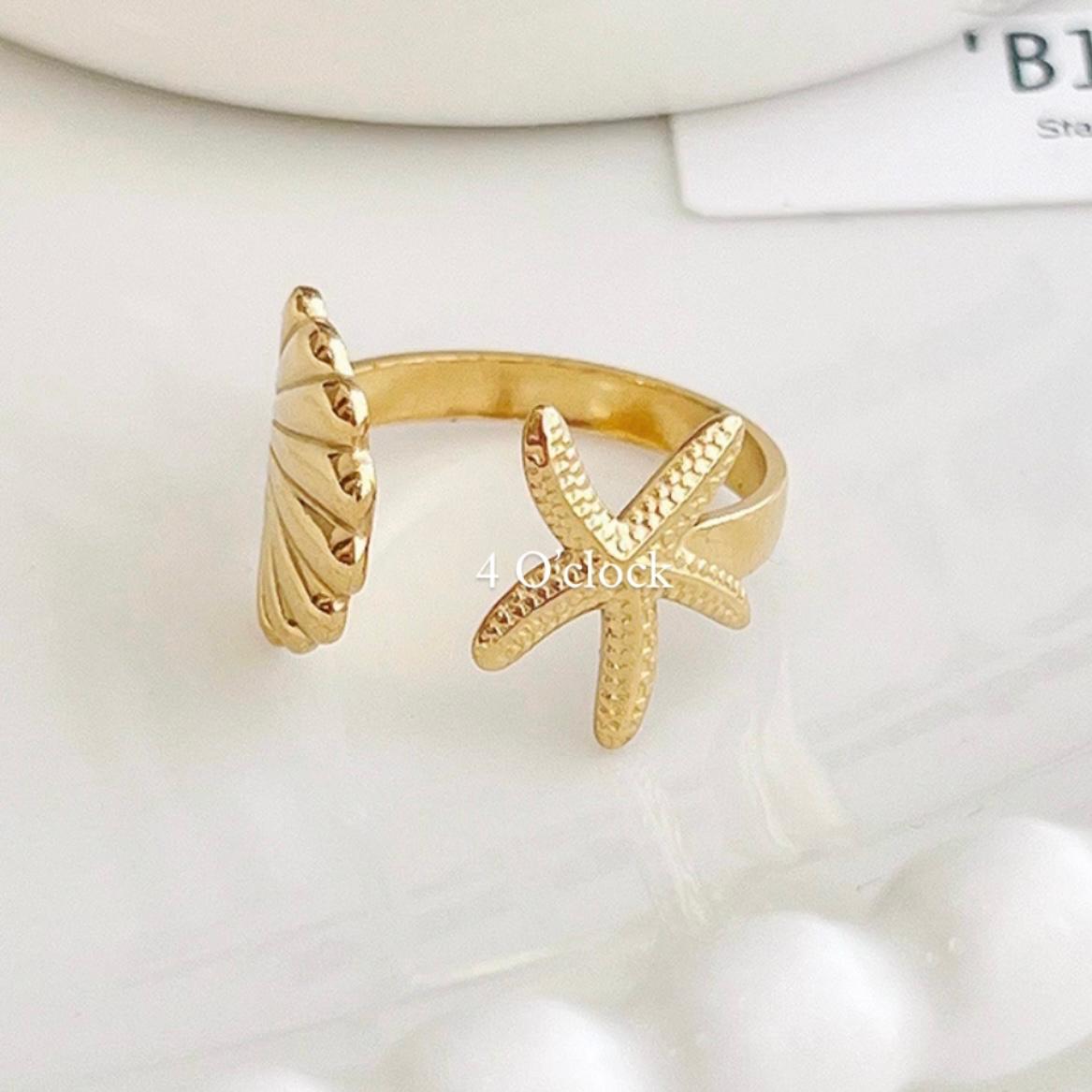 💍R209: 18k Gold Plated Stainless Steel Finger Rings: Starfish✨