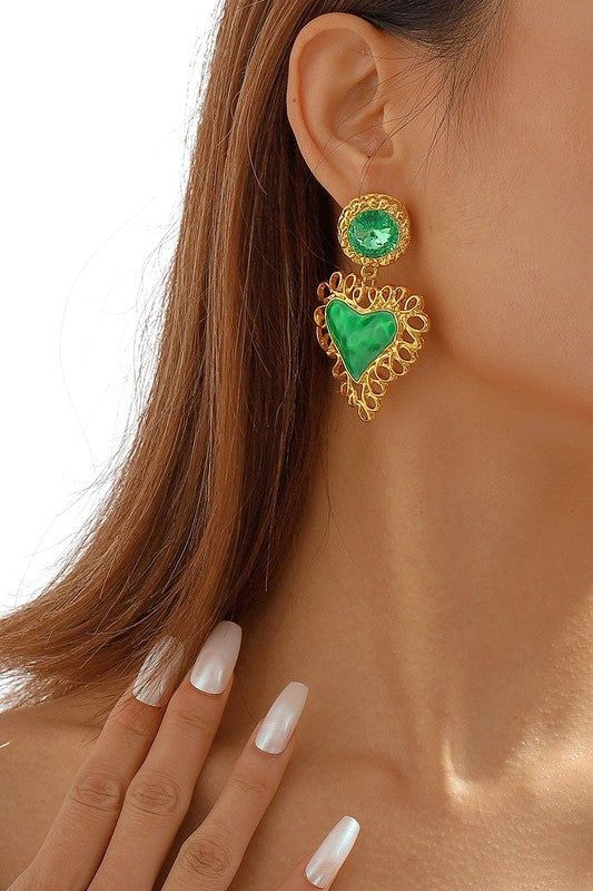 Vintage Earrings: Green Love