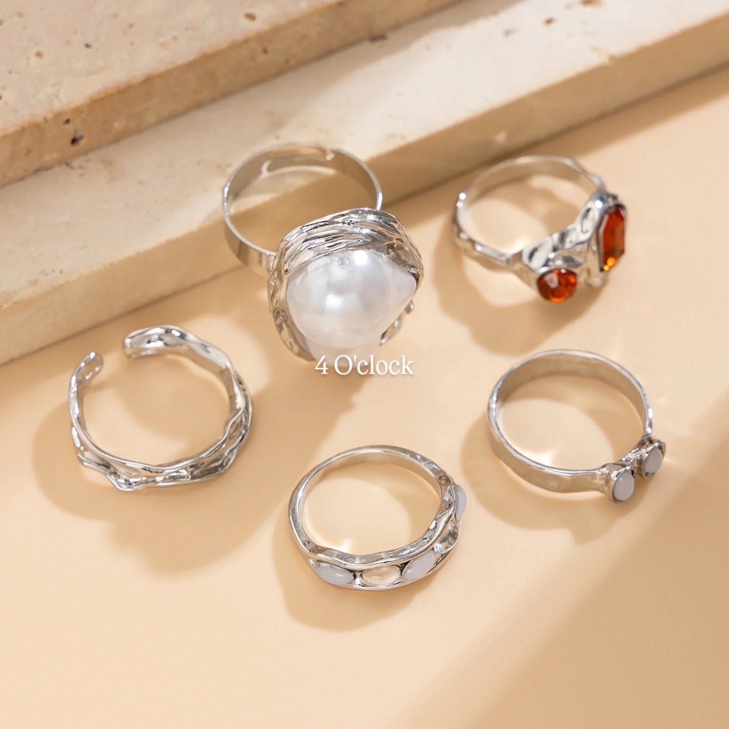 ✨RS118: Maximalistic Finger Ring Sets (Silver) - 3pcs (Adjustable-Non adjustable mixed sizes)