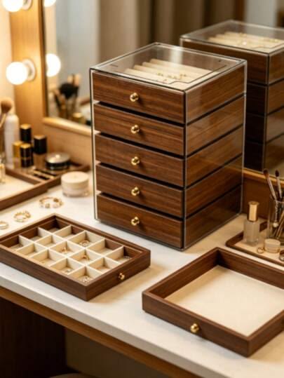 OG1: 5 Tier Jewellery Organiser: Walnut Brown