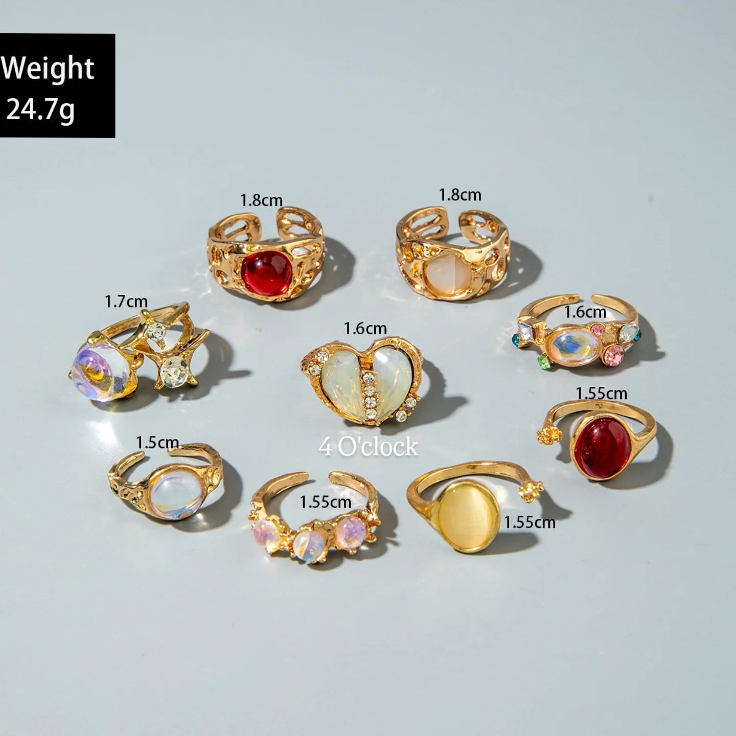✨RS89: Maximalistic Finger Ring Sets (Golden) - 9pcs (Full set adjustable)