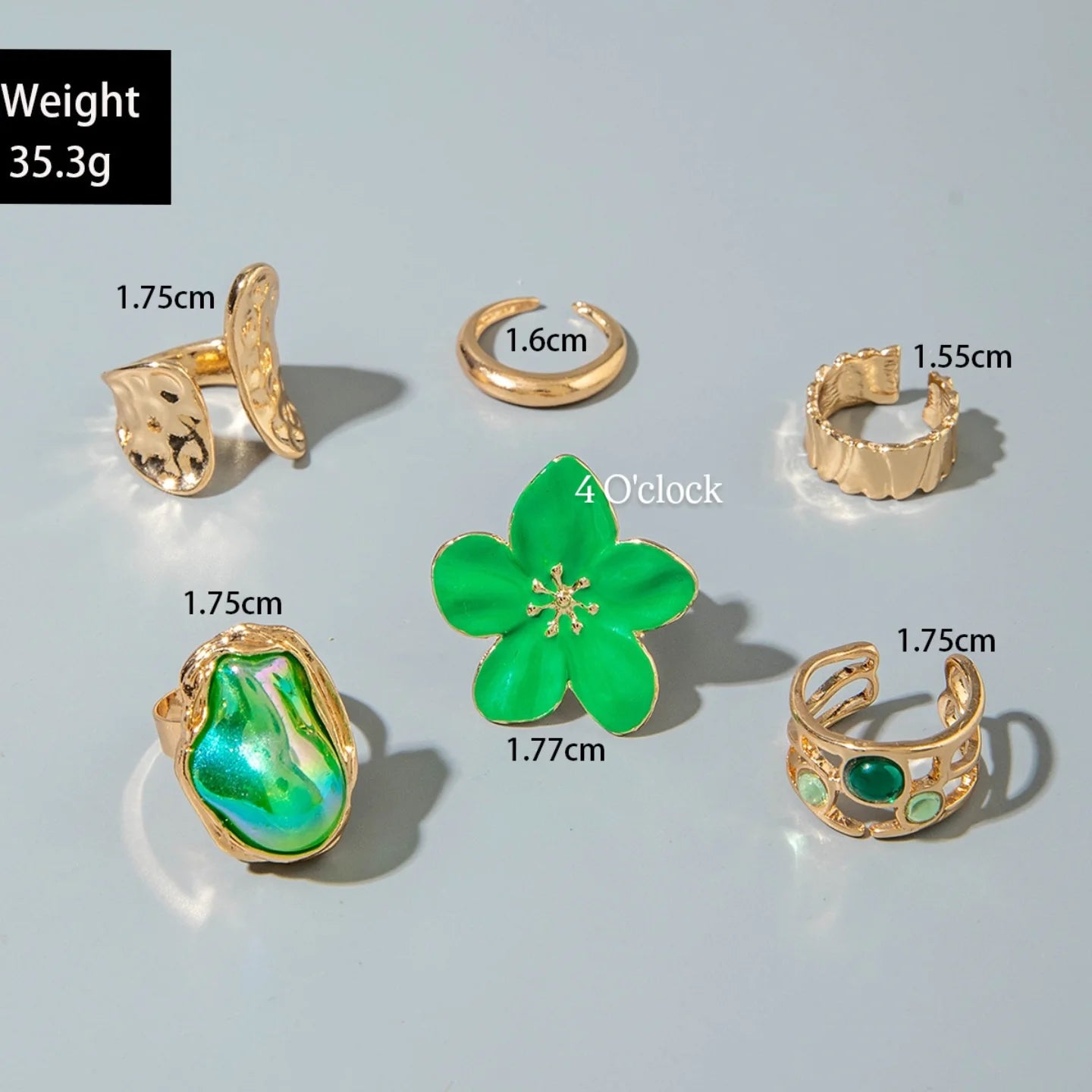 ✨RS60: Maximalistic Finger Ring Sets (Golden) - 6pcs (Full set adjustable)