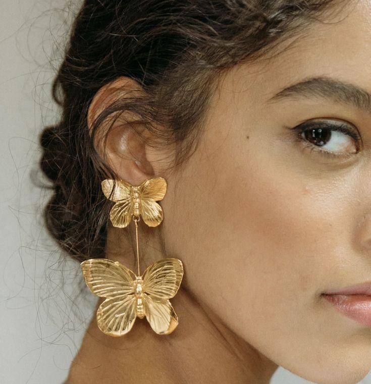 Vintage Earrings: Golden Butterfly