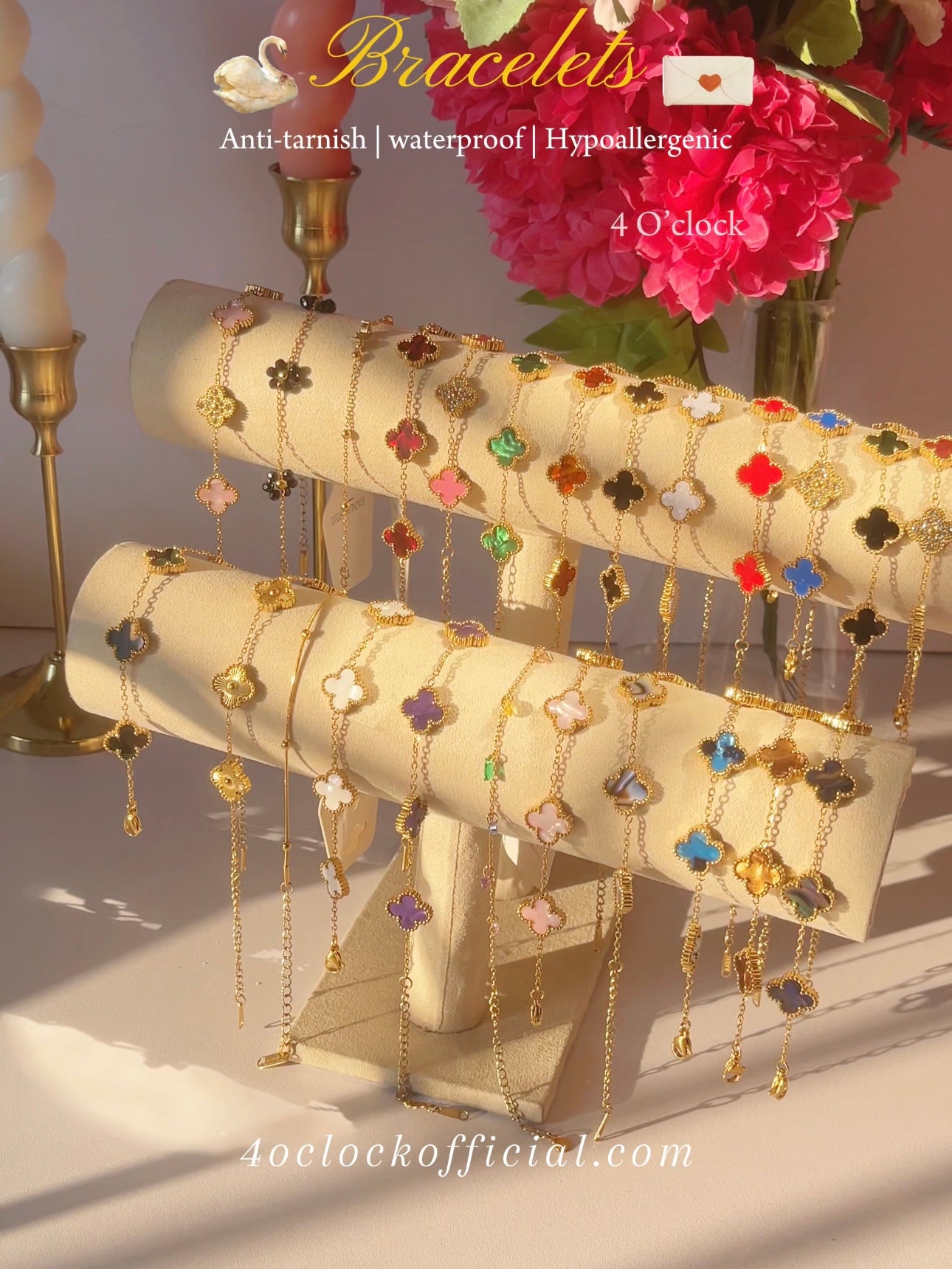 B91: 18k Gold Plated Stainless Steel Minimalist Bracelet: Rainbow Gleam Gradient