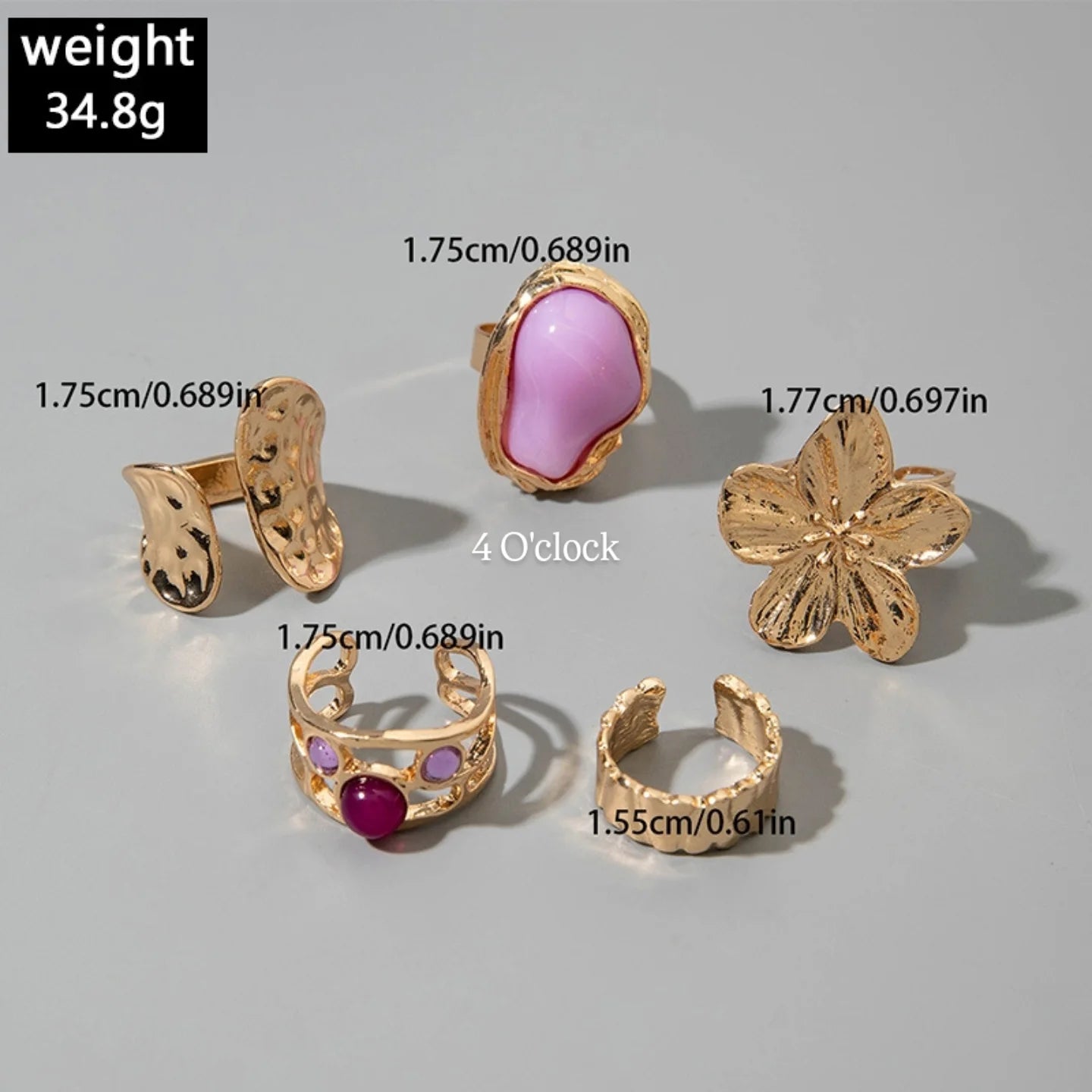 ✨RS61: Maximalistic Finger Ring Sets (Golden) - 6pcs (Full set adjustable)