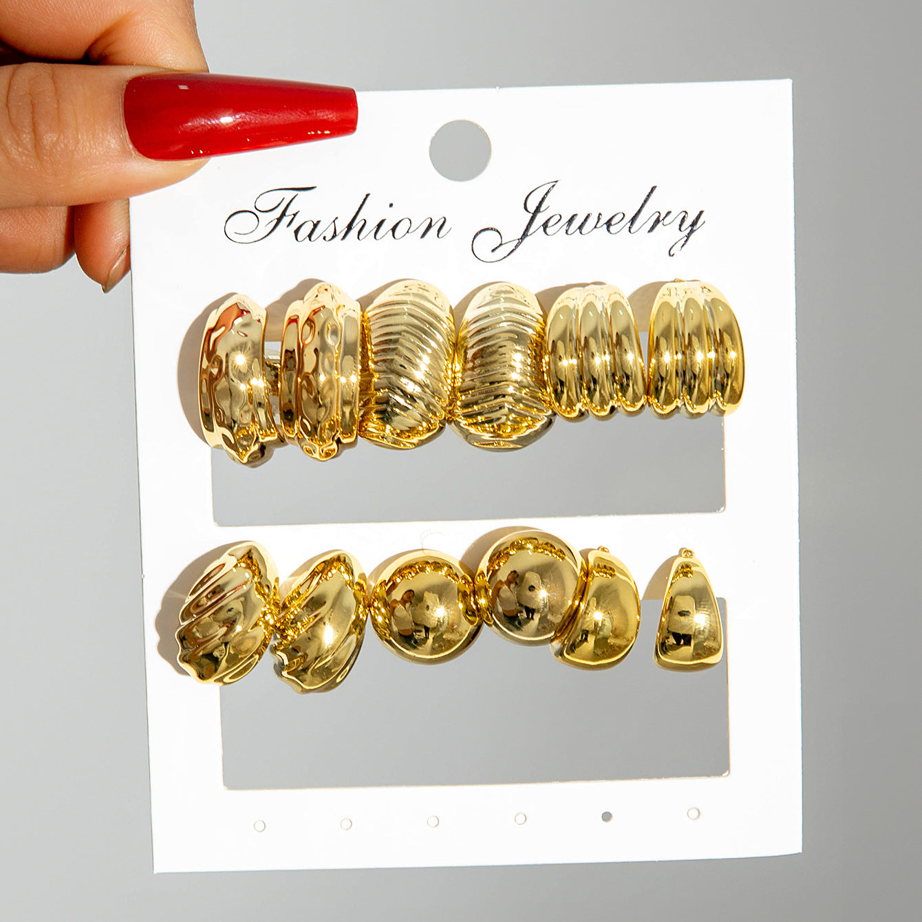 ES8: Maximalist Golden Earrings Set (6 pair)