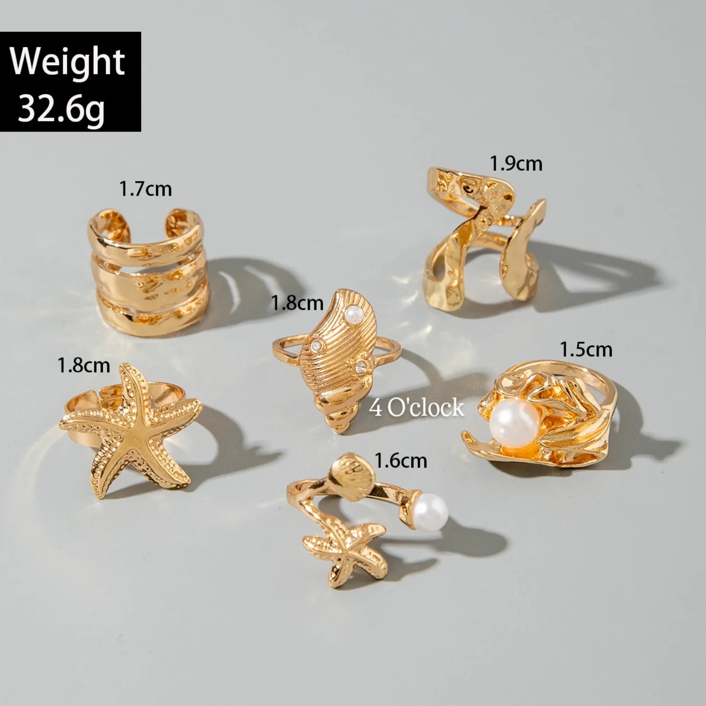✨RS67: Maximalistic Finger Ring Sets (Golden) - 6pcs (Adjustable-Non adjustable mixed sizes)