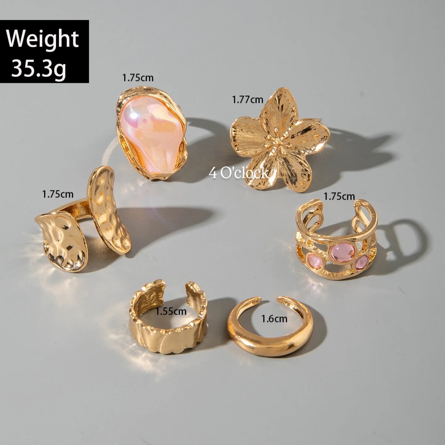 ✨RS58: Maximalistic Finger Ring Sets (Golden) - 6pcs (Full set adjustable)