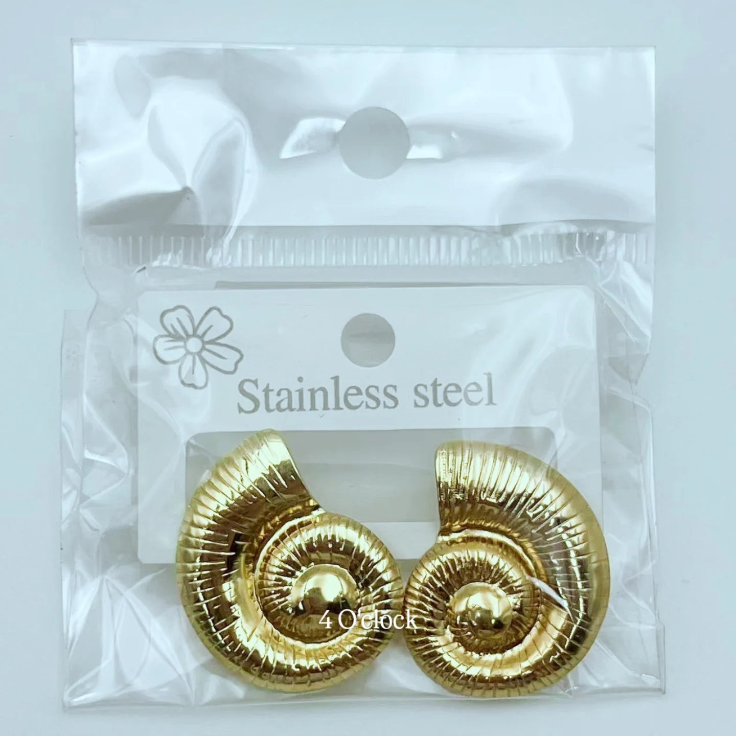 GE07: Stainless Steel Earrings: Spiral Shell