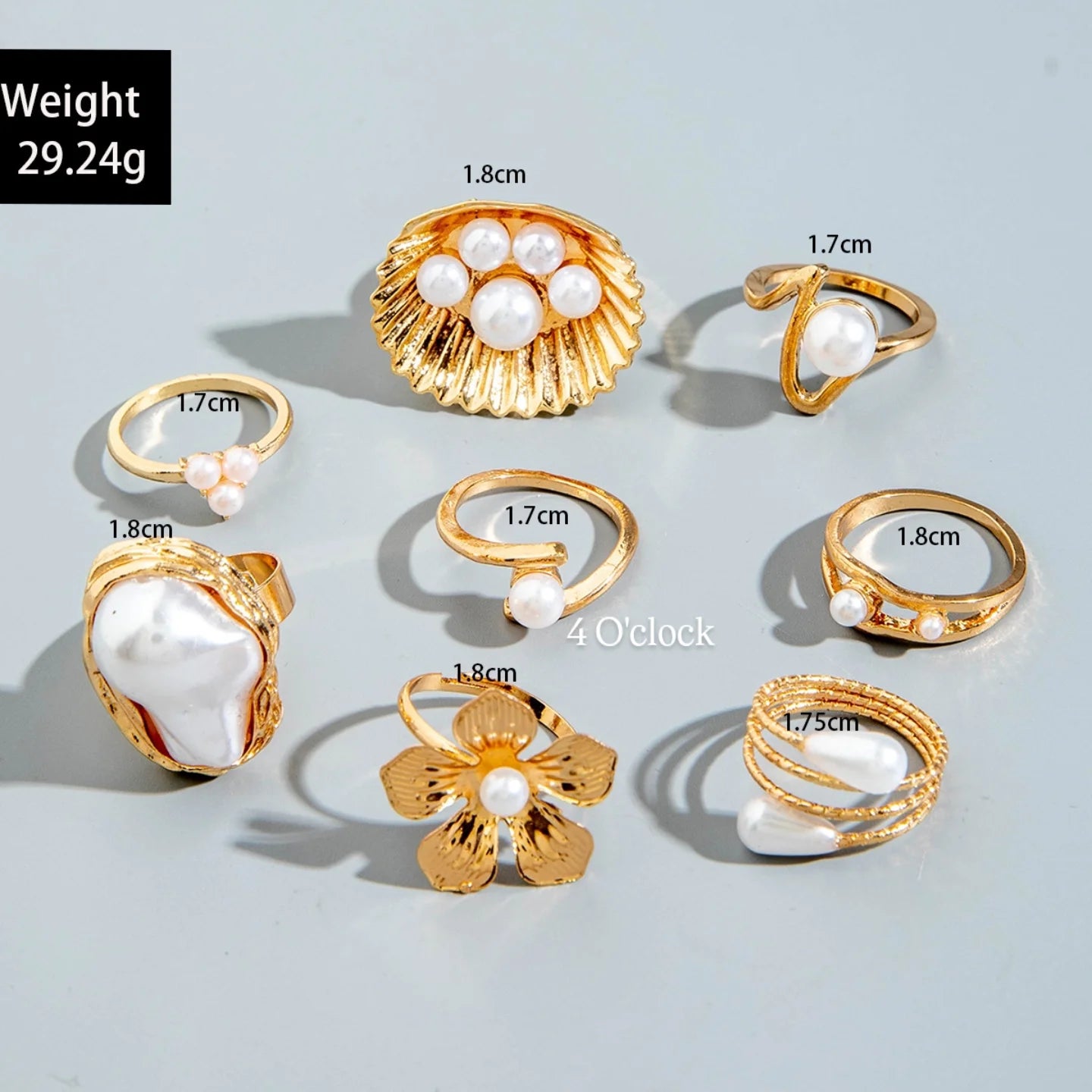 ✨RS40: Maximalistic Finger Ring Sets (Golden) - 8pcs (Full set Non adjustable)
