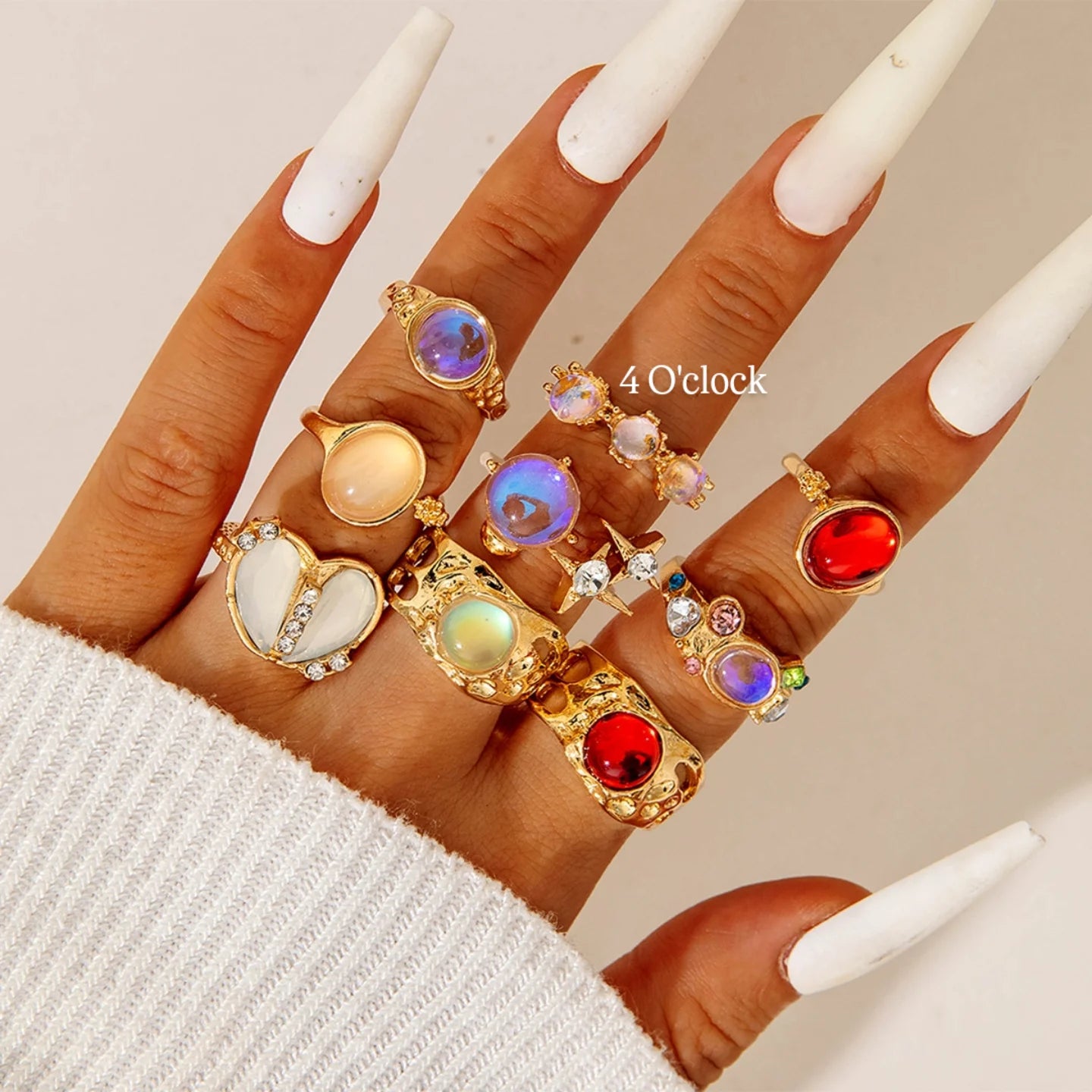 ✨RS89: Maximalistic Finger Ring Sets (Golden) - 9pcs (Full set adjustable)