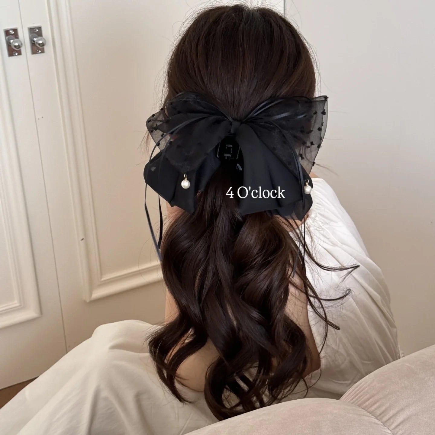 Pinteresty Mesh Pearl Butterfly Hairclips: Black