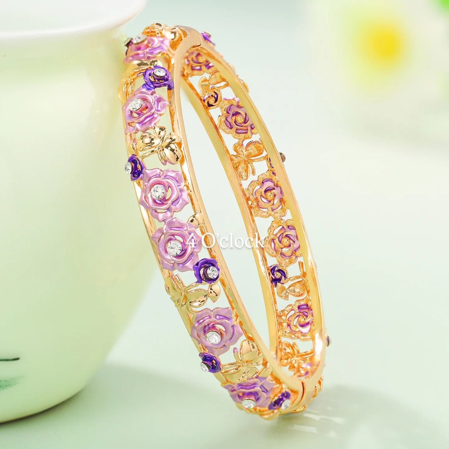 ✨🏰VC25: Cloisonné Vintage Victorian Bangles : Purple 🌸🕯️