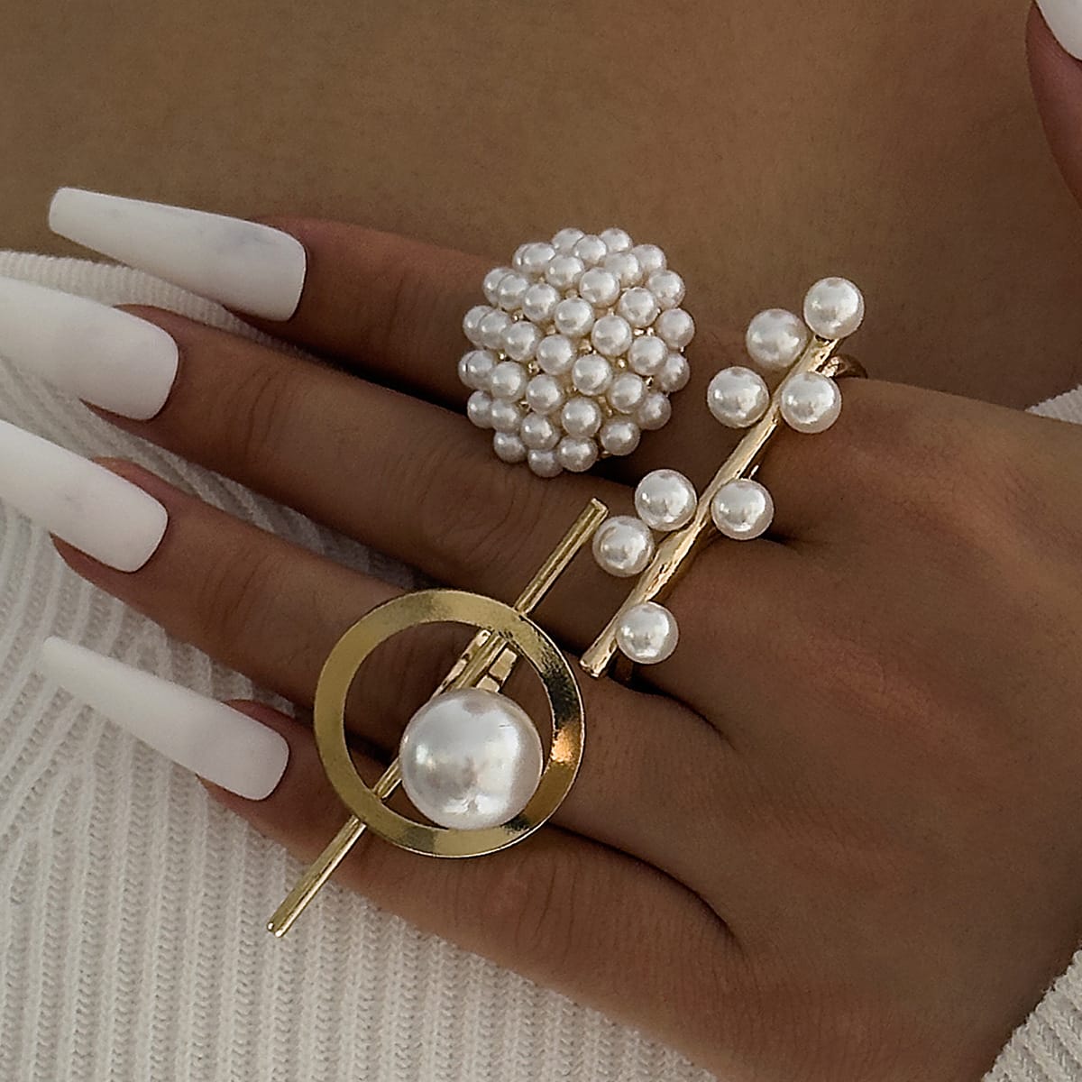 RS81: Maximalistic Finger Ring Sets (Golden) - 3pcs