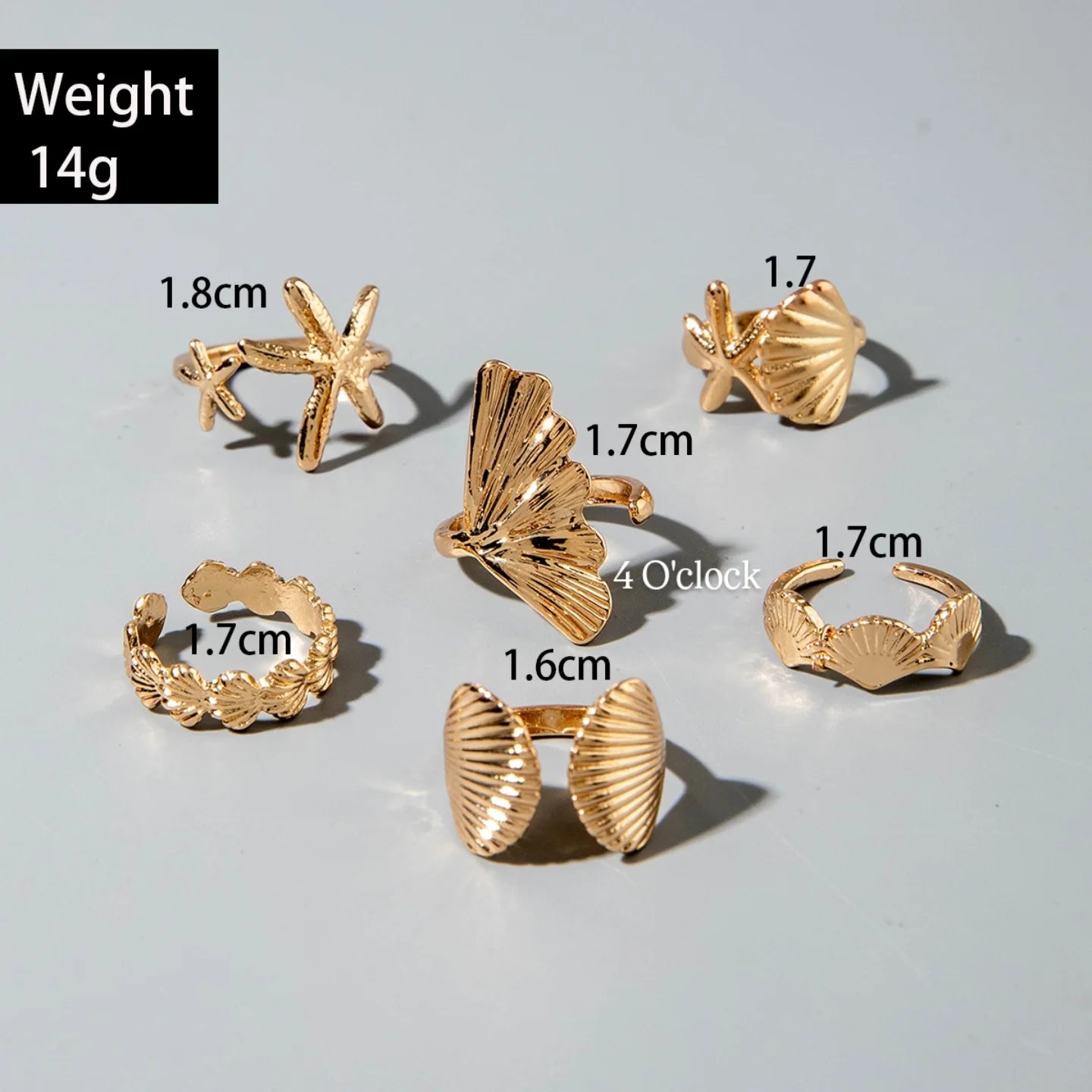 ✨RS72: Maximalistic Finger Ring Sets (Golden) - 6pcs (Full set adjustable)