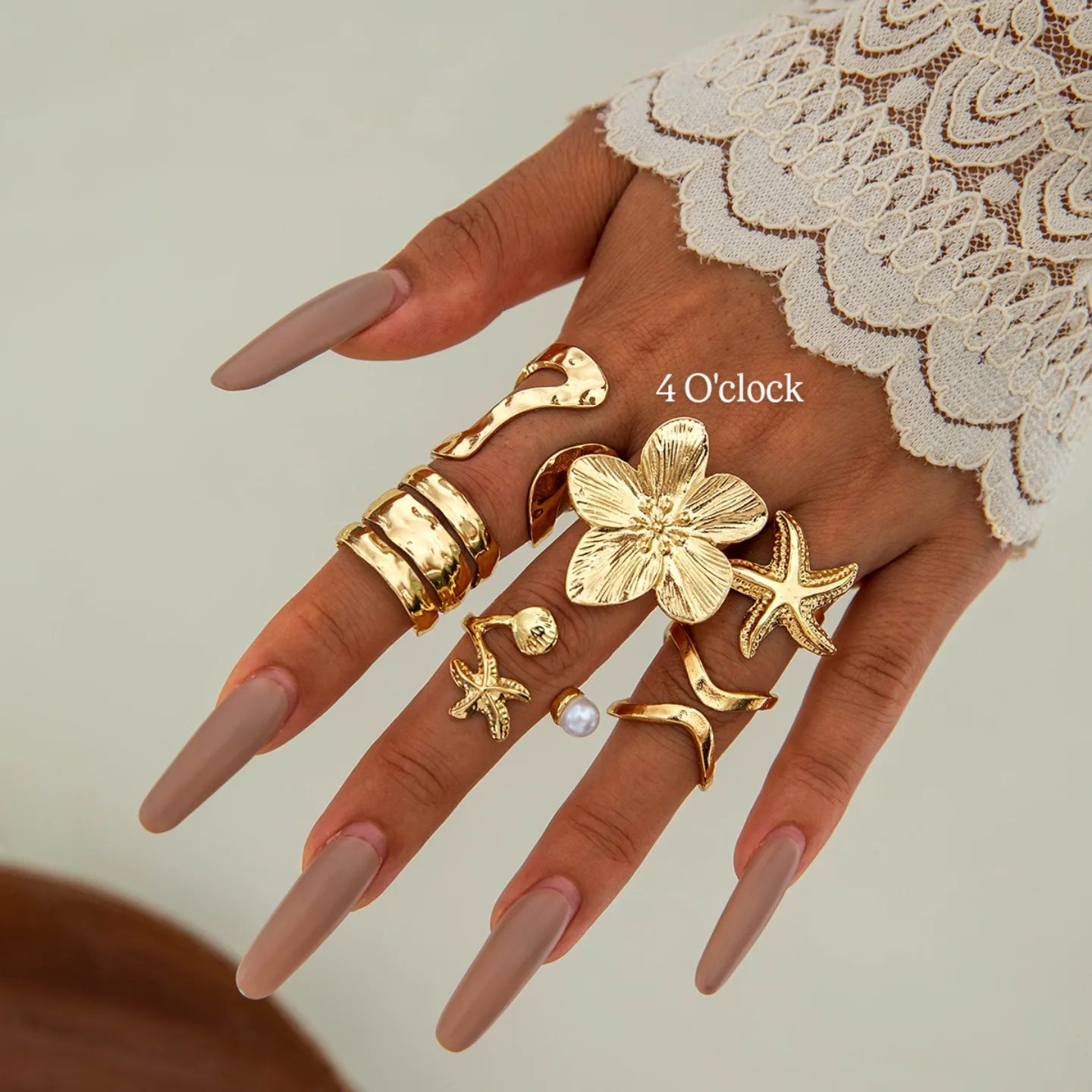 ✨RS69: Maximalistic Finger Ring Sets (Golden) - 6pcs (Adjustable-Non adjustable mixed sizes)