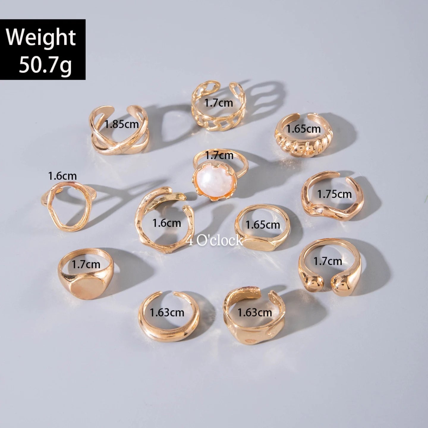 ✨RS48: Maximalistic Finger Ring Sets (Golden) - 12pcs (Adjustable-Non adjustable mixed sizes)