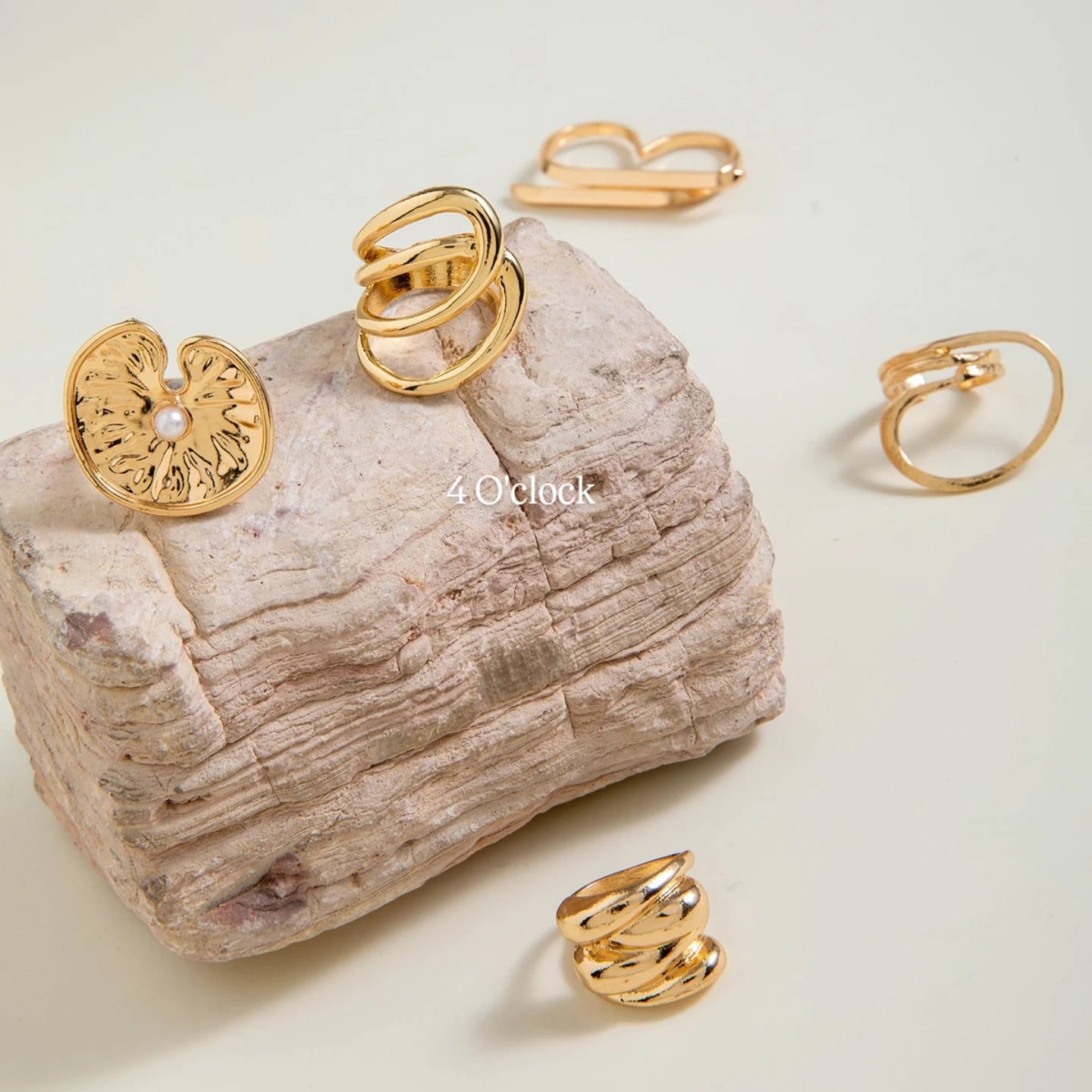 ✨RS49: Maximalistic Finger Ring Sets (Golden) - 5pcs (Adjustable-Non adjustable mixed sizes)