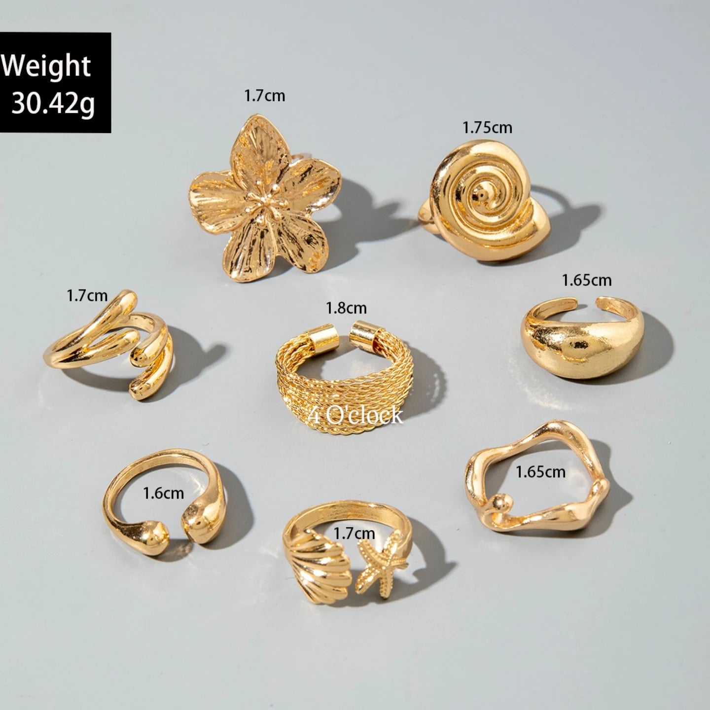 ✨RS02: Maximalistic Finger Ring Sets (Golden) - 8pcs (full set adjustable)