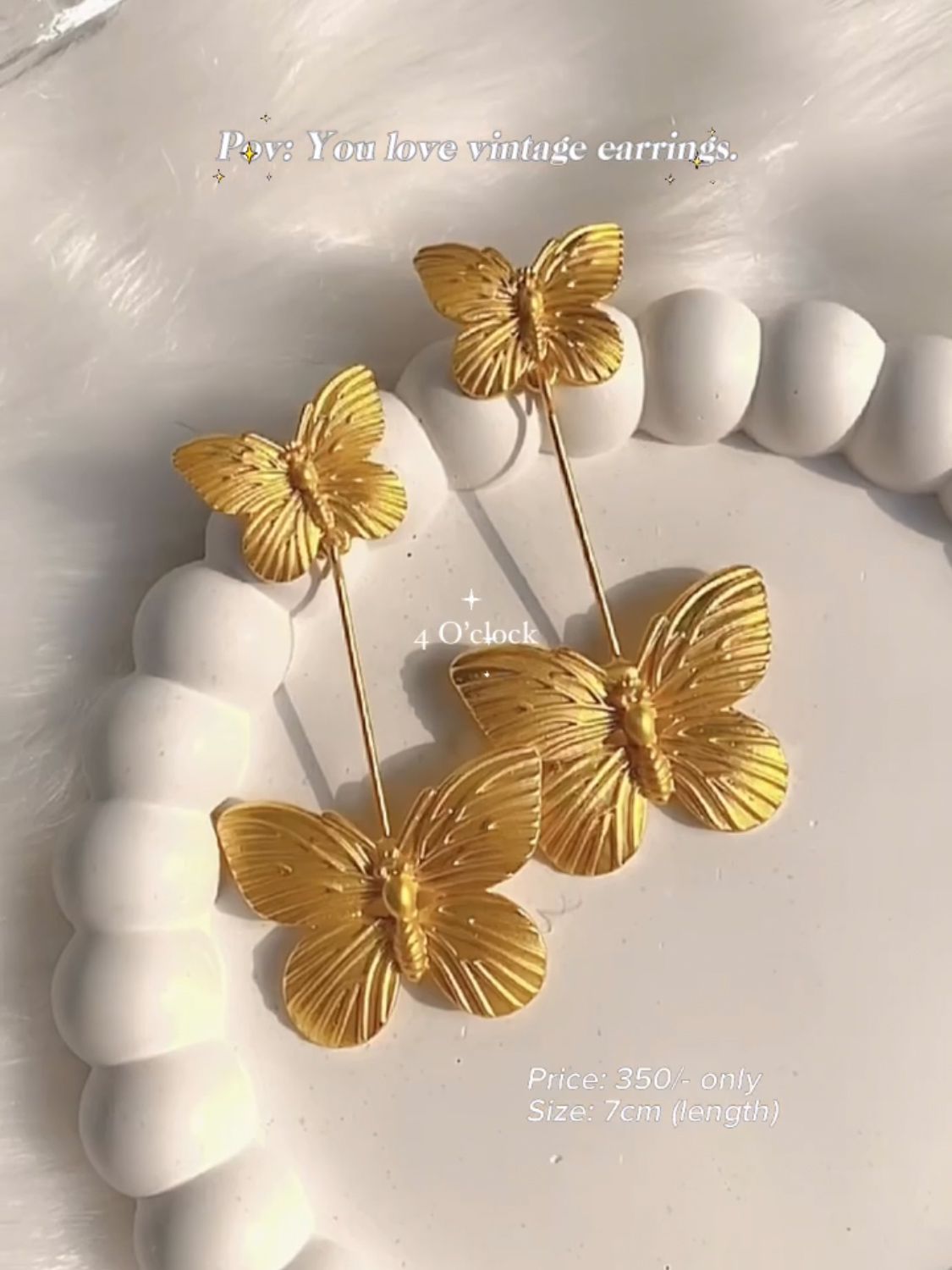 Vintage Earrings: Golden Butterfly
