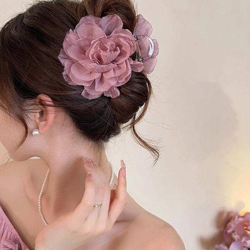 Mesh Camellia Hairclaws: Purple