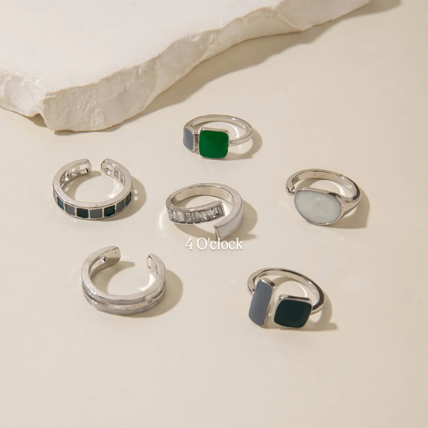 ✨RS90: Maximalistic Finger Ring Sets (Silver) - 6pcs (Adjustable-Non adjustable mixed sizes)