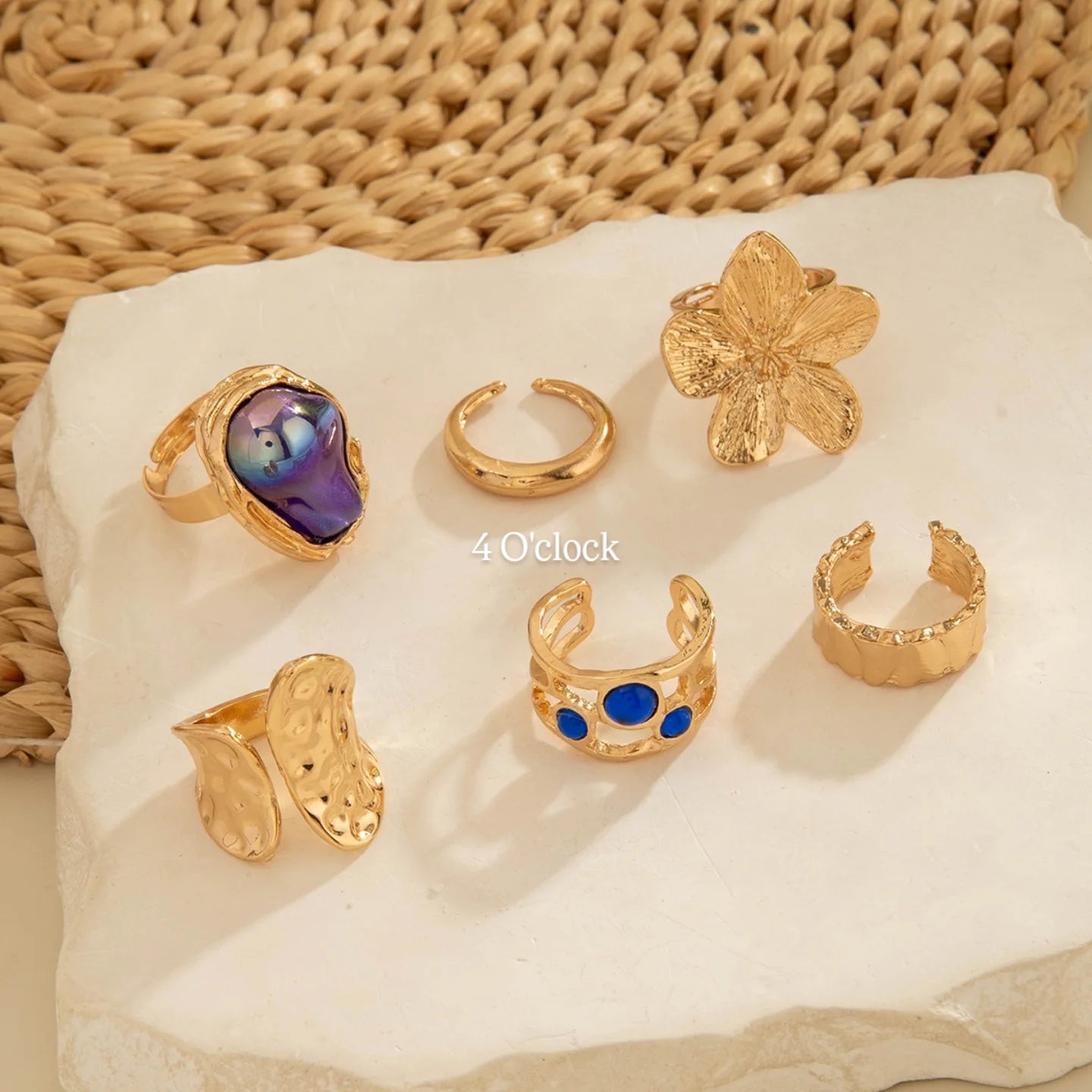 ✨RS59: Maximalistic Finger Ring Sets (Golden) - 6pcs (Full set adjustable)