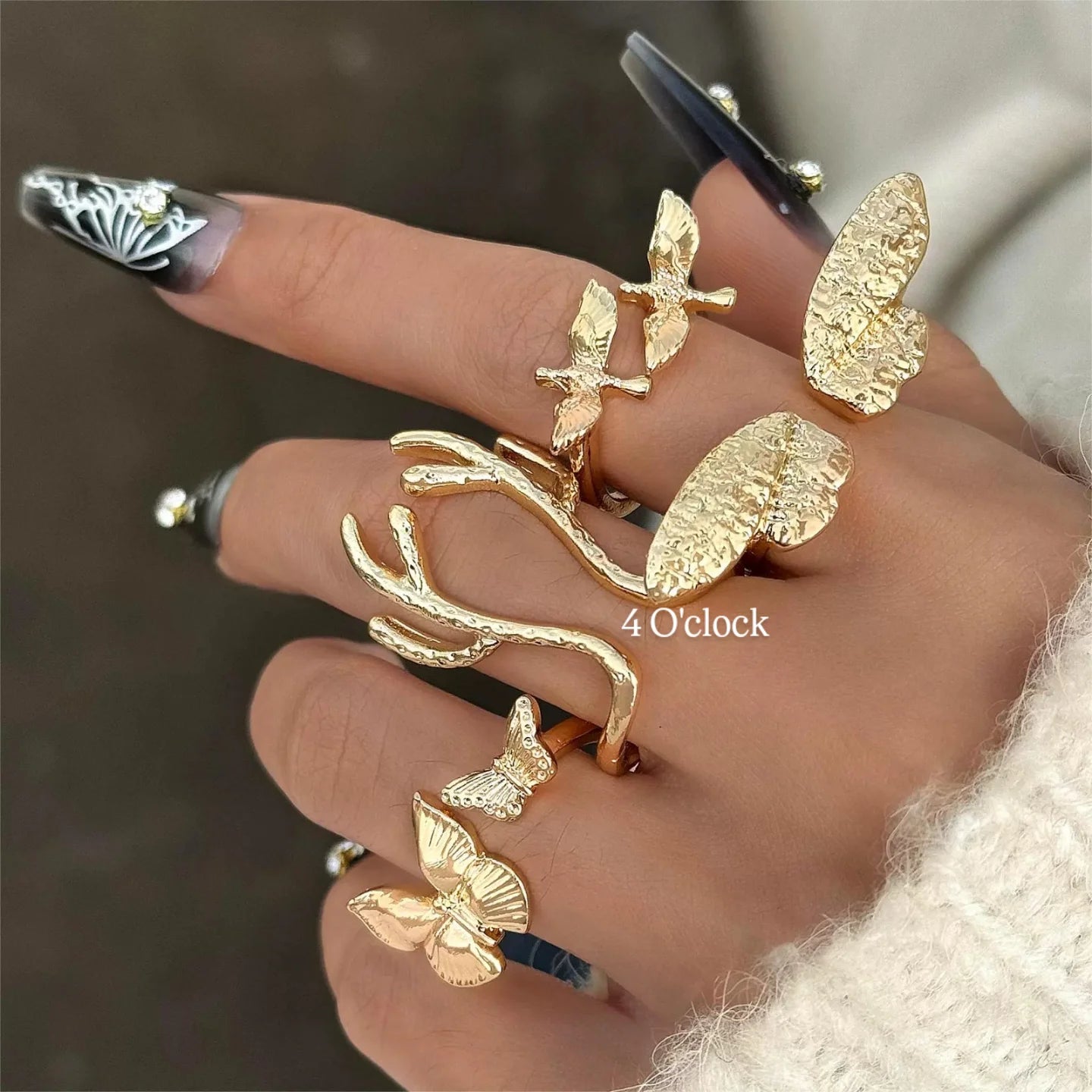 ✨RS95: Maximalistic Finger Ring Sets (Golden) - 6pcs (Full set adjustable)