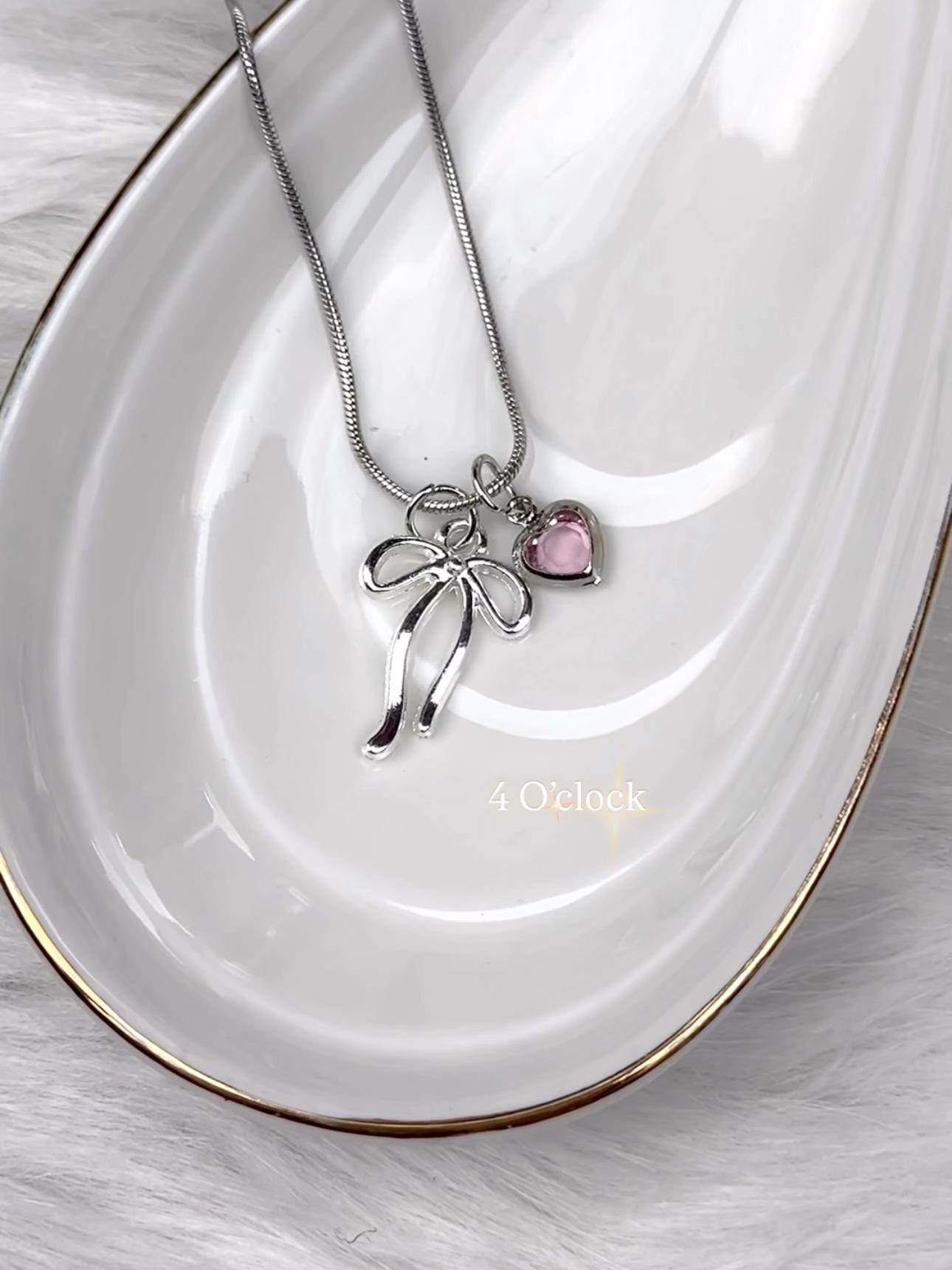 🎀Bow Knot Pink Pendant ✨