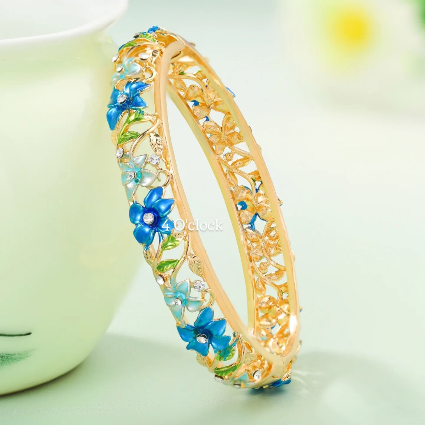 ✨🏰VC18: Cloisonné Vintage Victorian Bangles : Blue 🌸🕯️