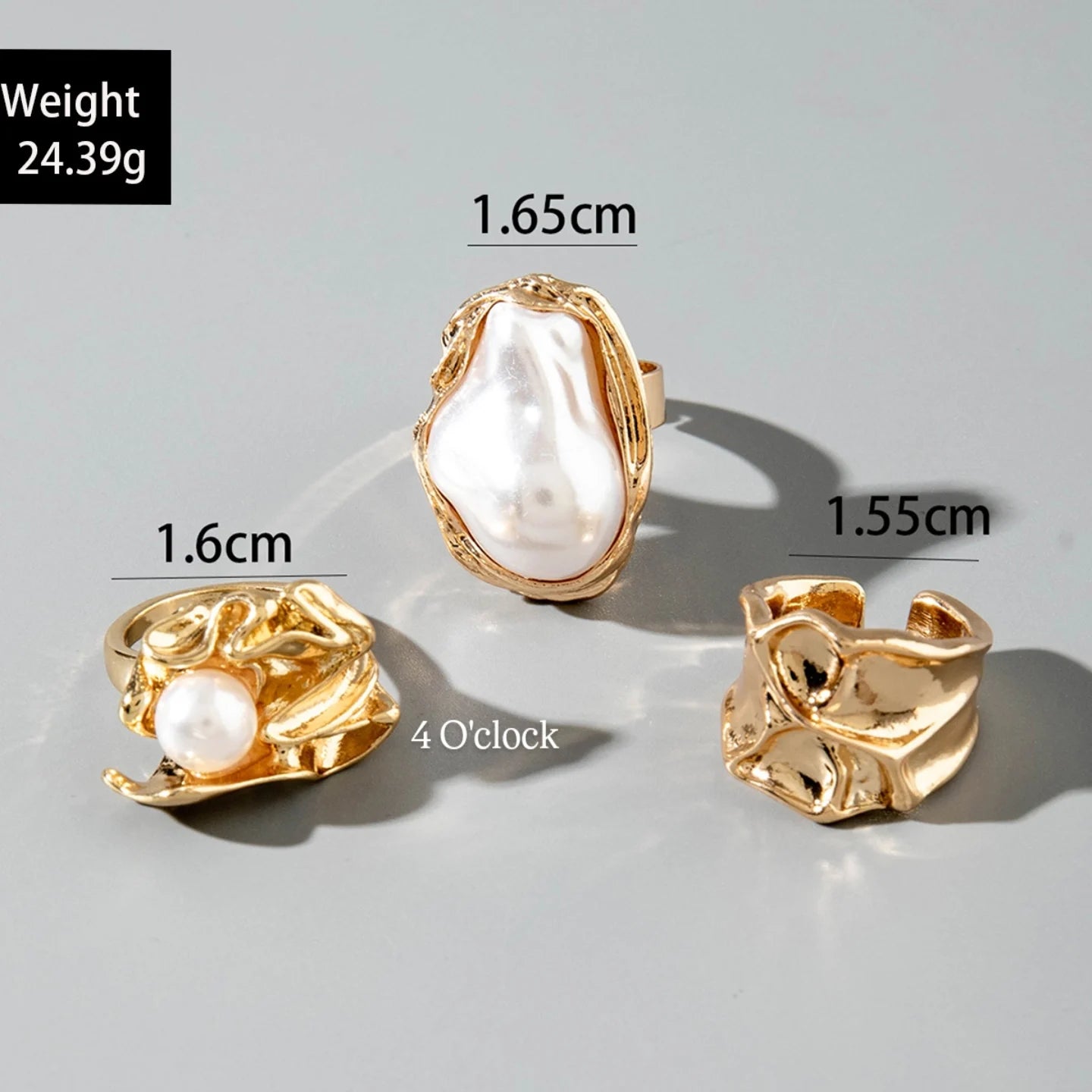 ✨RS54: Maximalistic Finger Ring Sets (Golden) - 3pcs (Adjustable-Non adjustable mixed sizes)