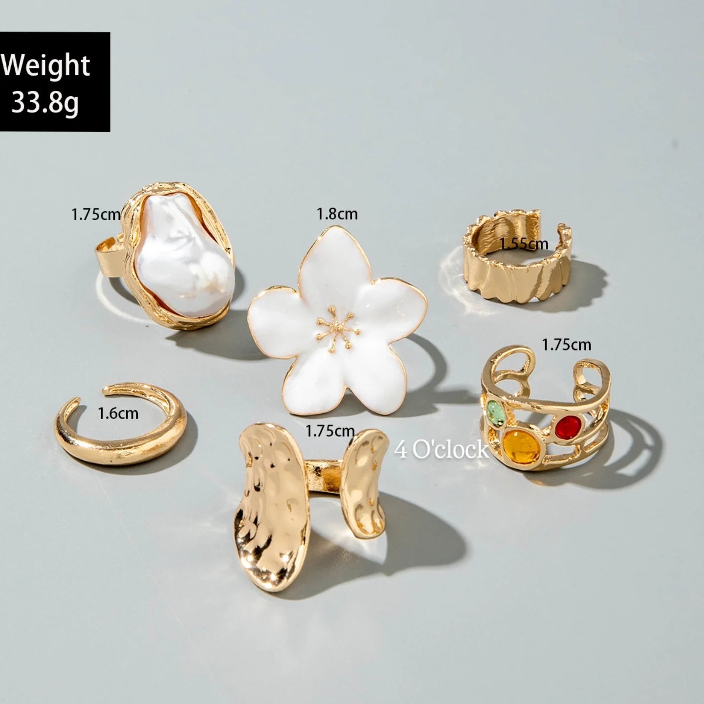 ✨RS39: Maximalistic Finger Ring Sets (Golden) - 6pcs (Full set adjustable)