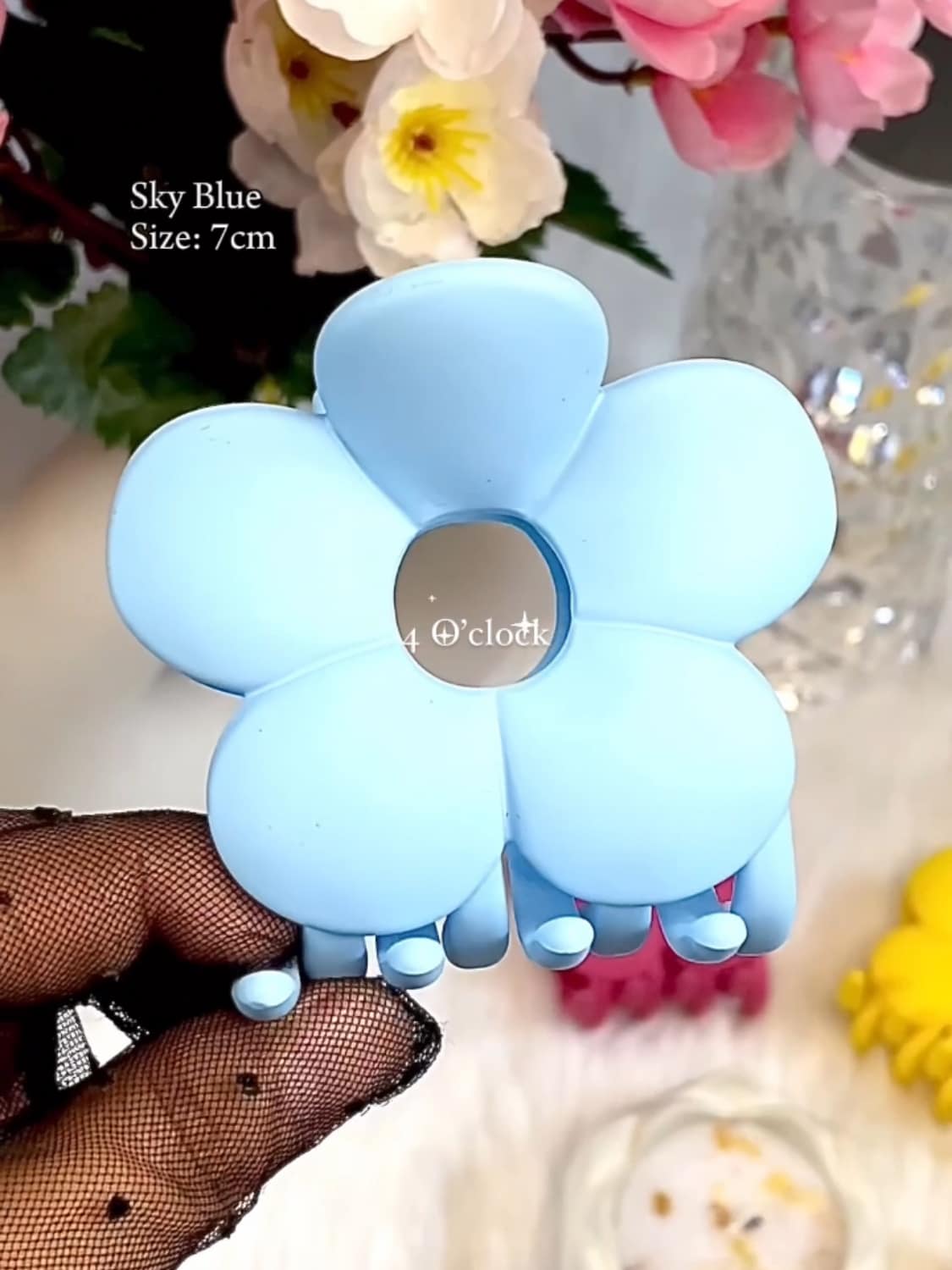 Floral Hairclaws: Sky Blue