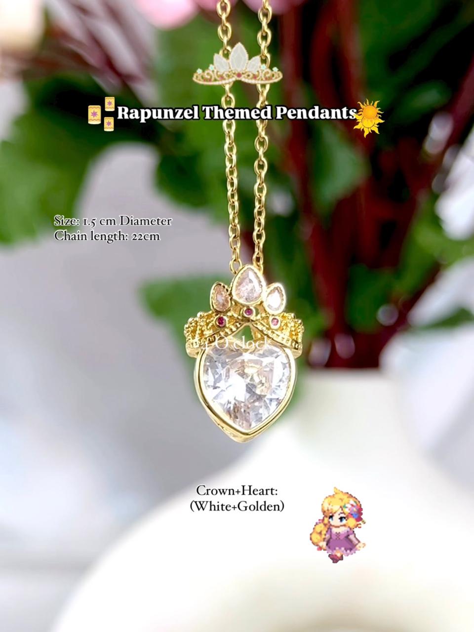 Disney Inspired Pendant: White Crown+Heart ✨