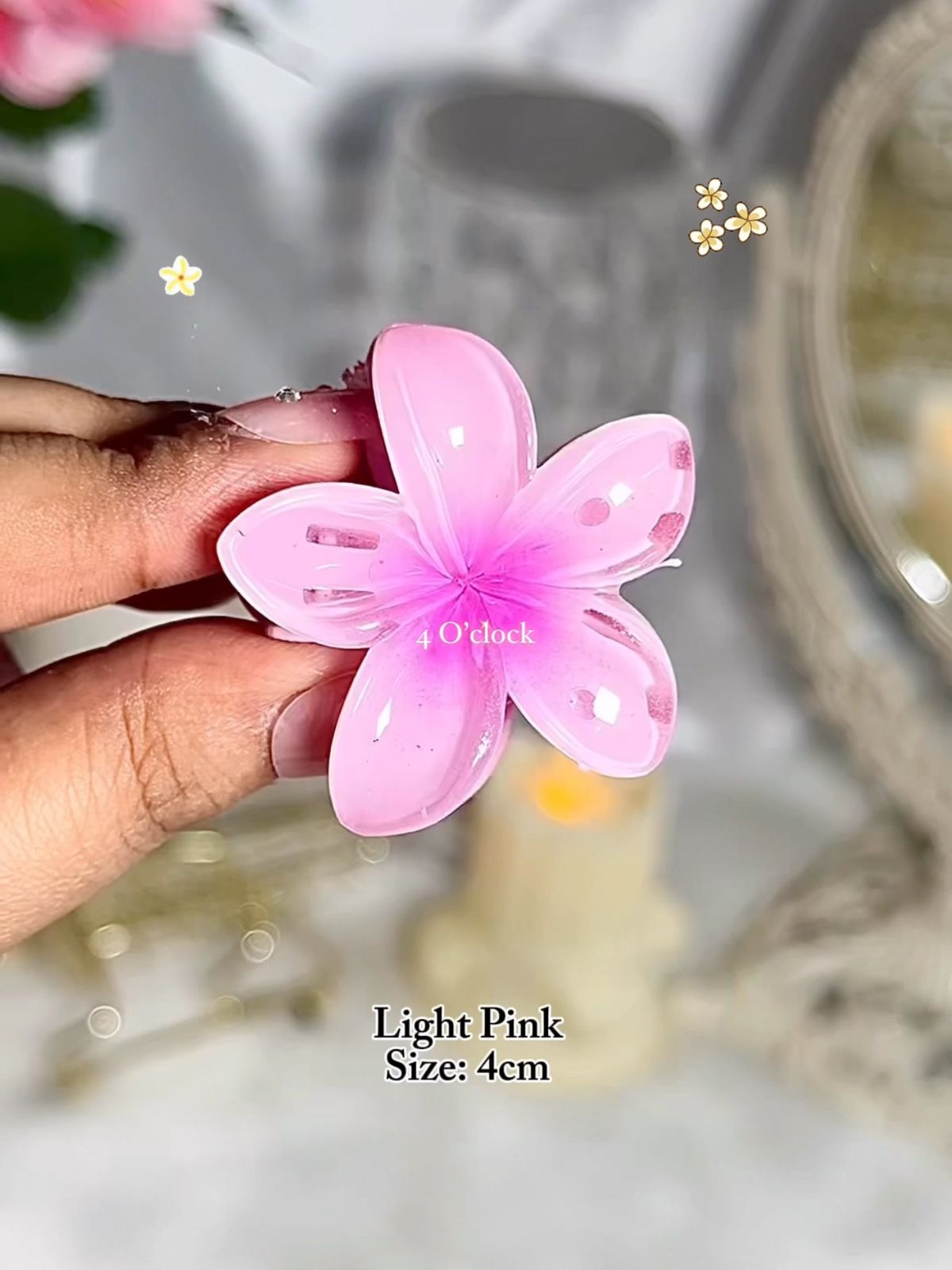 ✨Small Plumeria Hairclaws: Light Pink✨