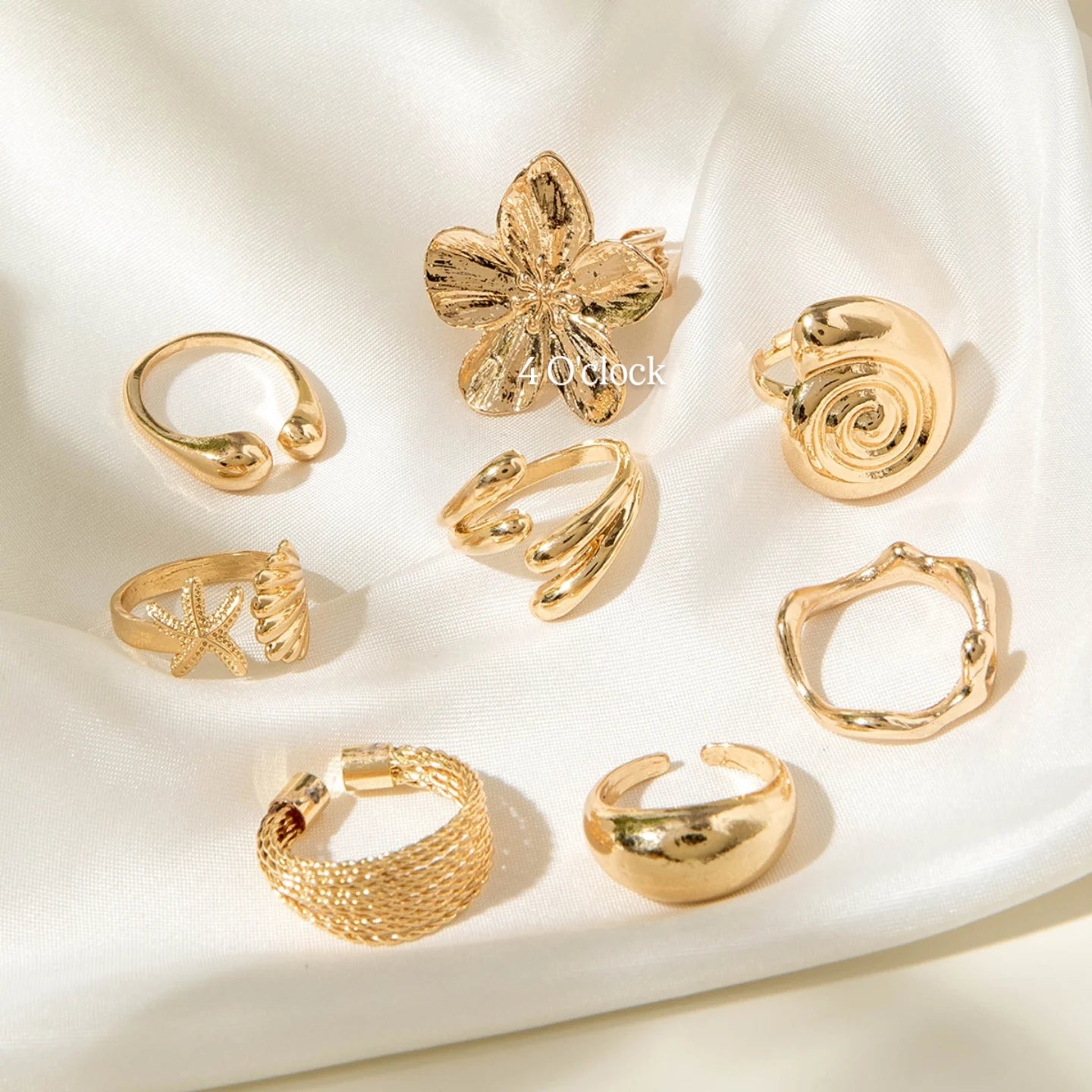 ✨RS02: Maximalistic Finger Ring Sets (Golden) - 8pcs (full set adjustable)