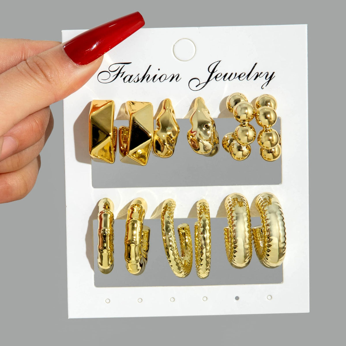 ES11: Maximalist Golden Earrings Set (6 pair)