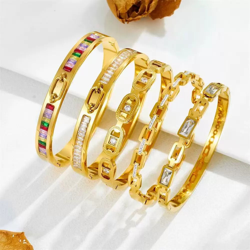 CB09: 18k Gold Plated Premium Stainless Steel Cuff Bangles: Monserrat