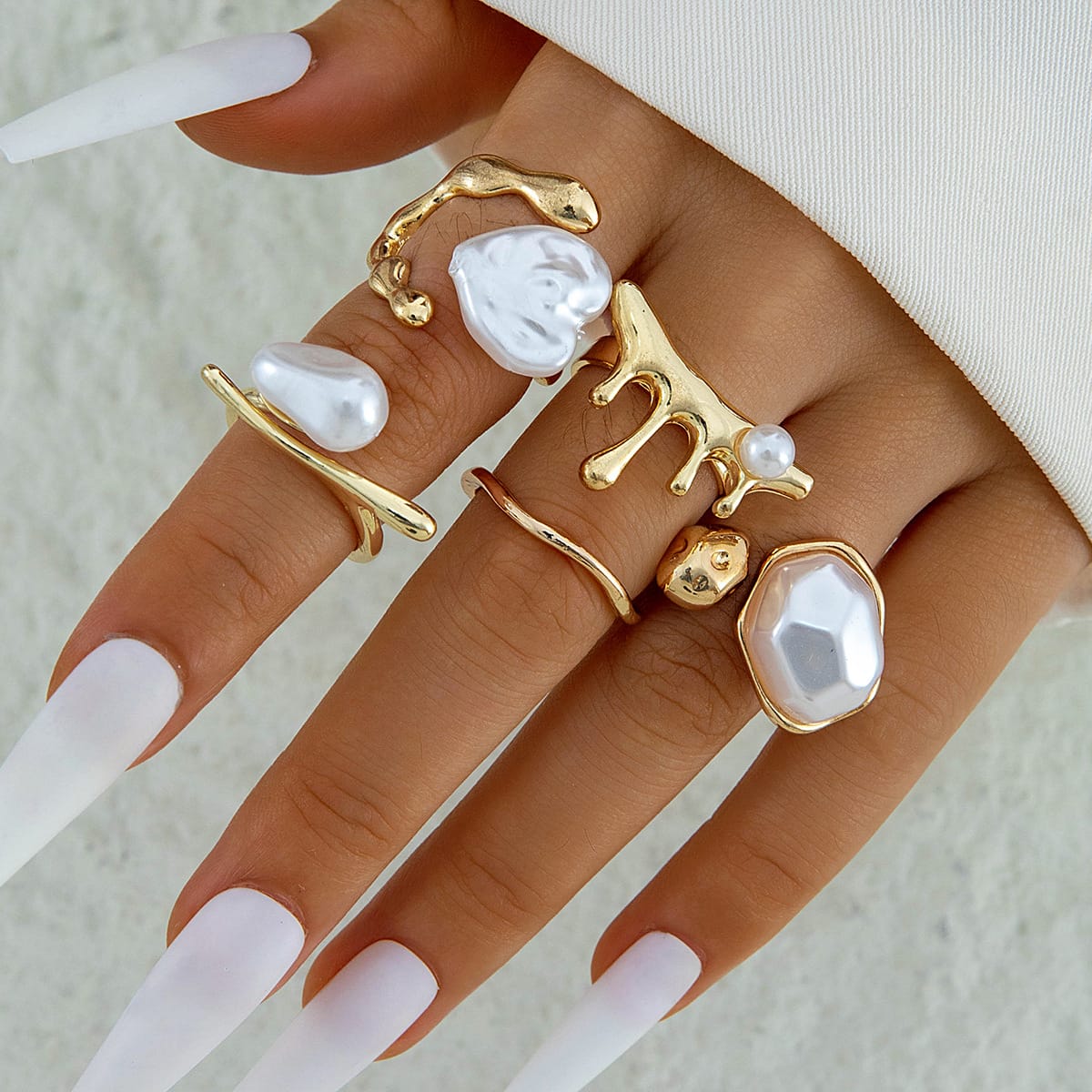RS189: Maximalistic Finger Ring Sets (golden) - 5pcs