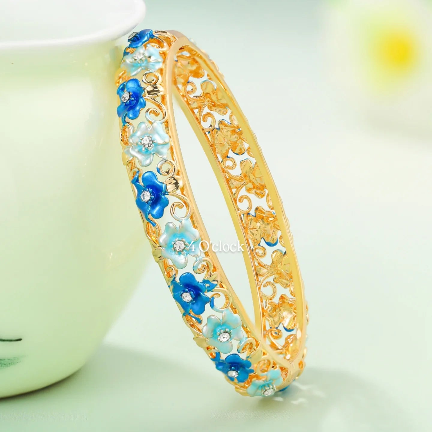 ✨🏰VC22: Cloisonné Vintage Victorian Bangles : Blue 🌸🕯️