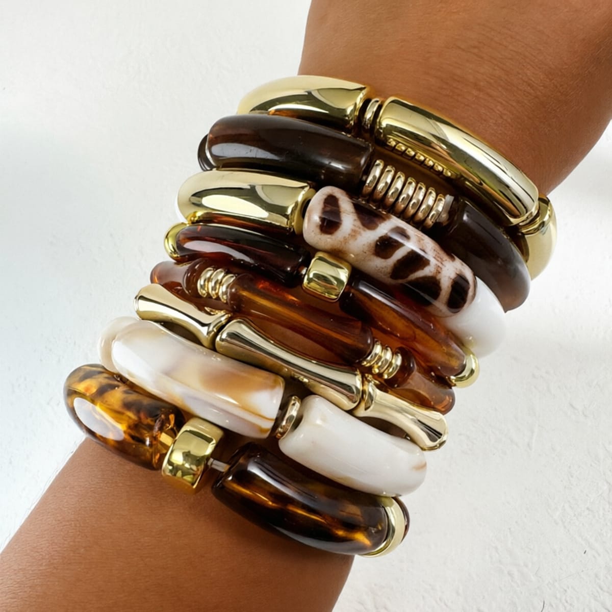 HC223: Trendy Resin Bangle Set (8pcs)