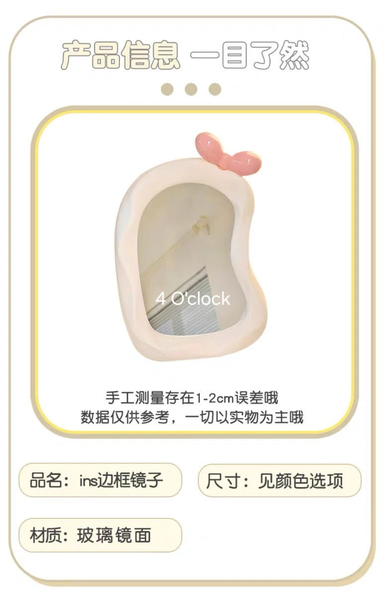 M18: Irregular Shaped Bow Mirror: Light Pink