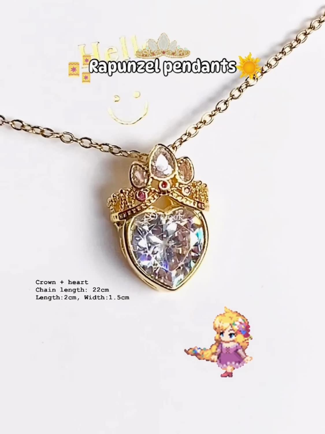 Disney Inspired Pendant: White Crown+Heart ✨