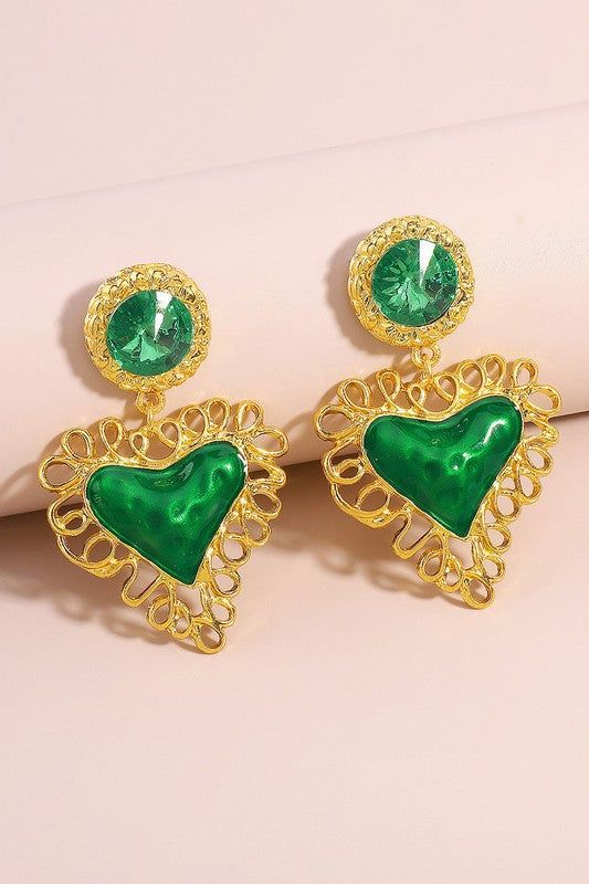 Vintage Earrings: Green Love