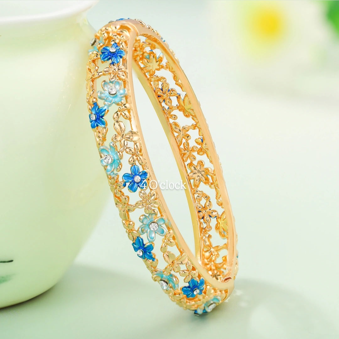 ✨🏰VC02: Cloisonné Vintage Victorian Bangles : Blue 🌸🕯️